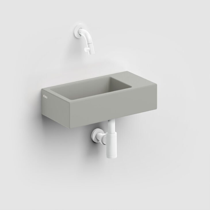 Clou Flush 3 fontein 36x18cm keramiek - zonder kraangat - rechts - mat grijs - CL/03.32031 - Afbeelding 8