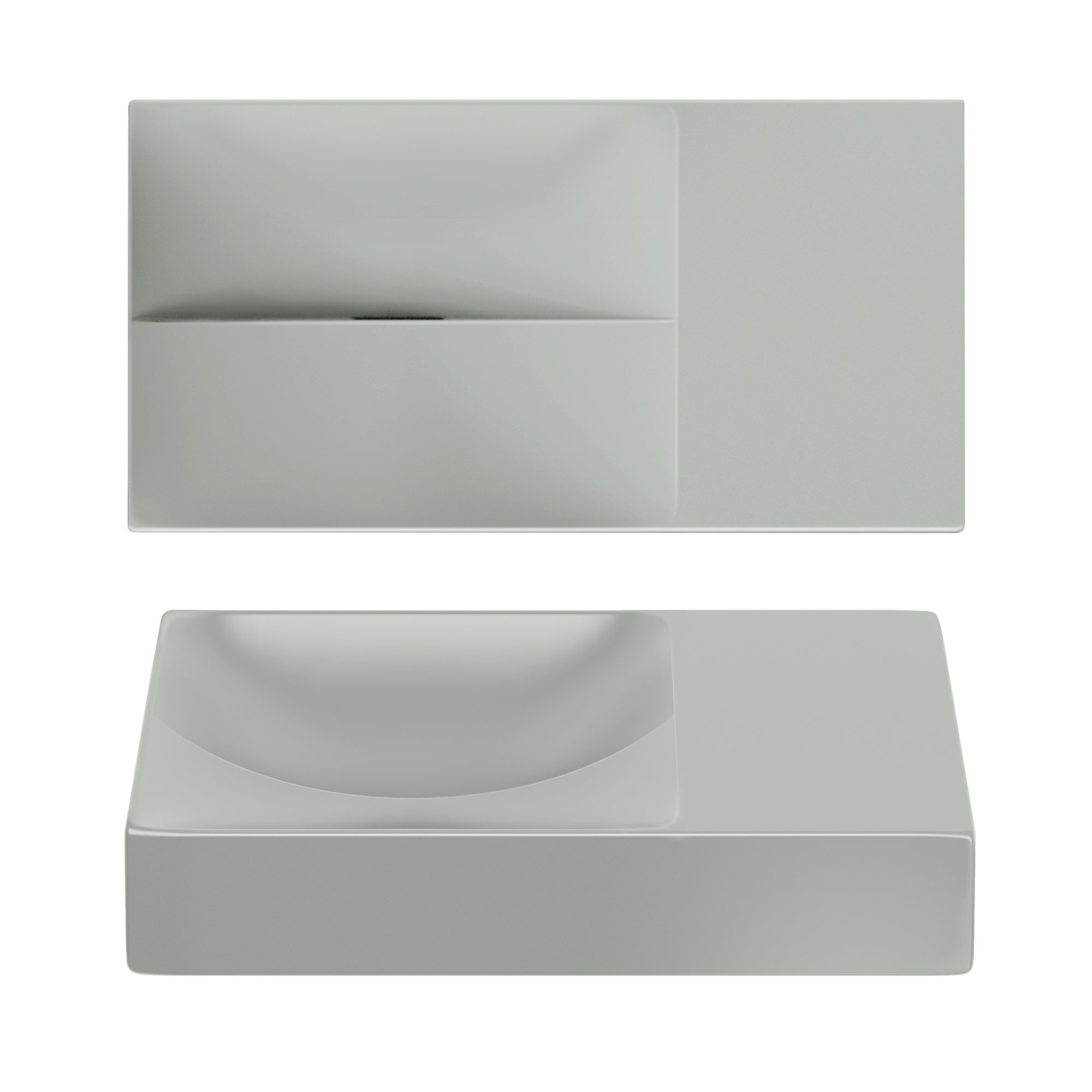 Clou Vale fontein 38x19cm keramiek - zonder kraangat rechts - mat grijs - CL/03.32161.R - Afbeelding 2
