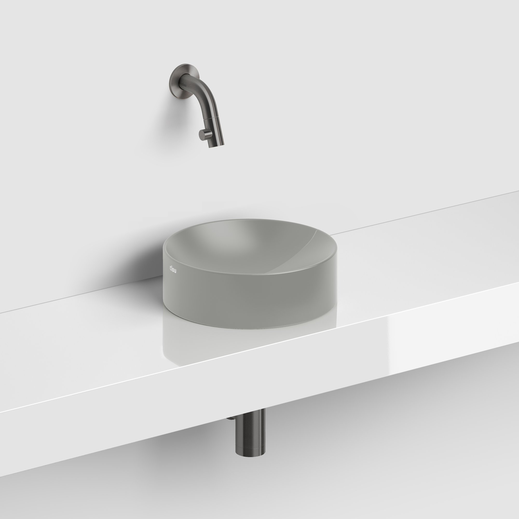 Clou Vale opzetfontein 22cm rond keramiek - mat grijs - CL/03.32164 - Afbeelding 3