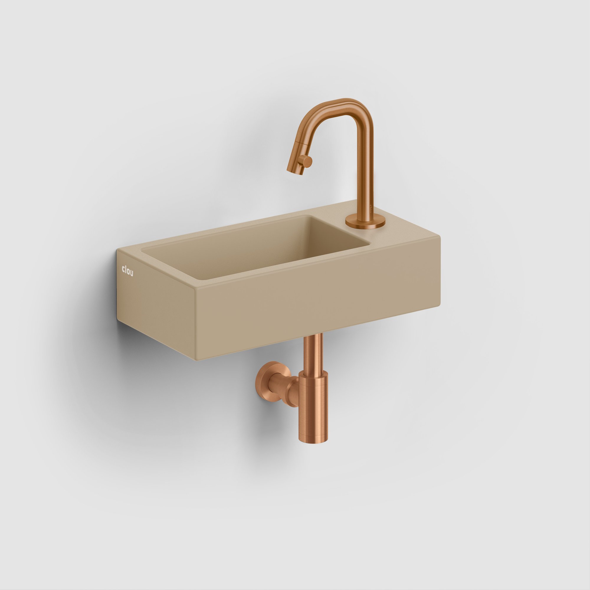 Clou Flush 3 fontein 36x18cm keramiek - met kraangat - rechts - mat mosterd - CL/03.34030 - Afbeelding 5