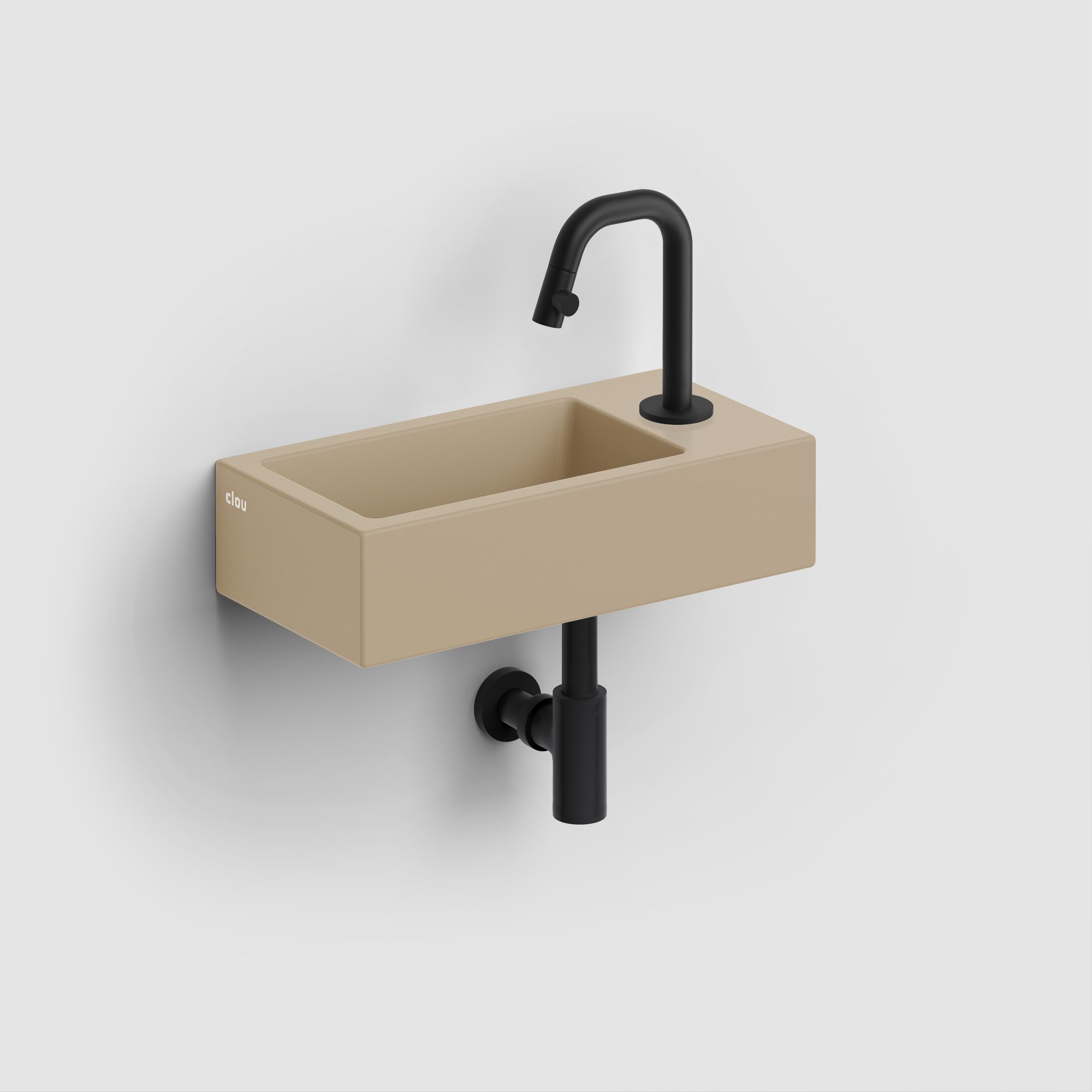 Clou Flush 3 fontein 36x18cm keramiek - met kraangat - rechts - mat mosterd - CL/03.34030 - Afbeelding 6
