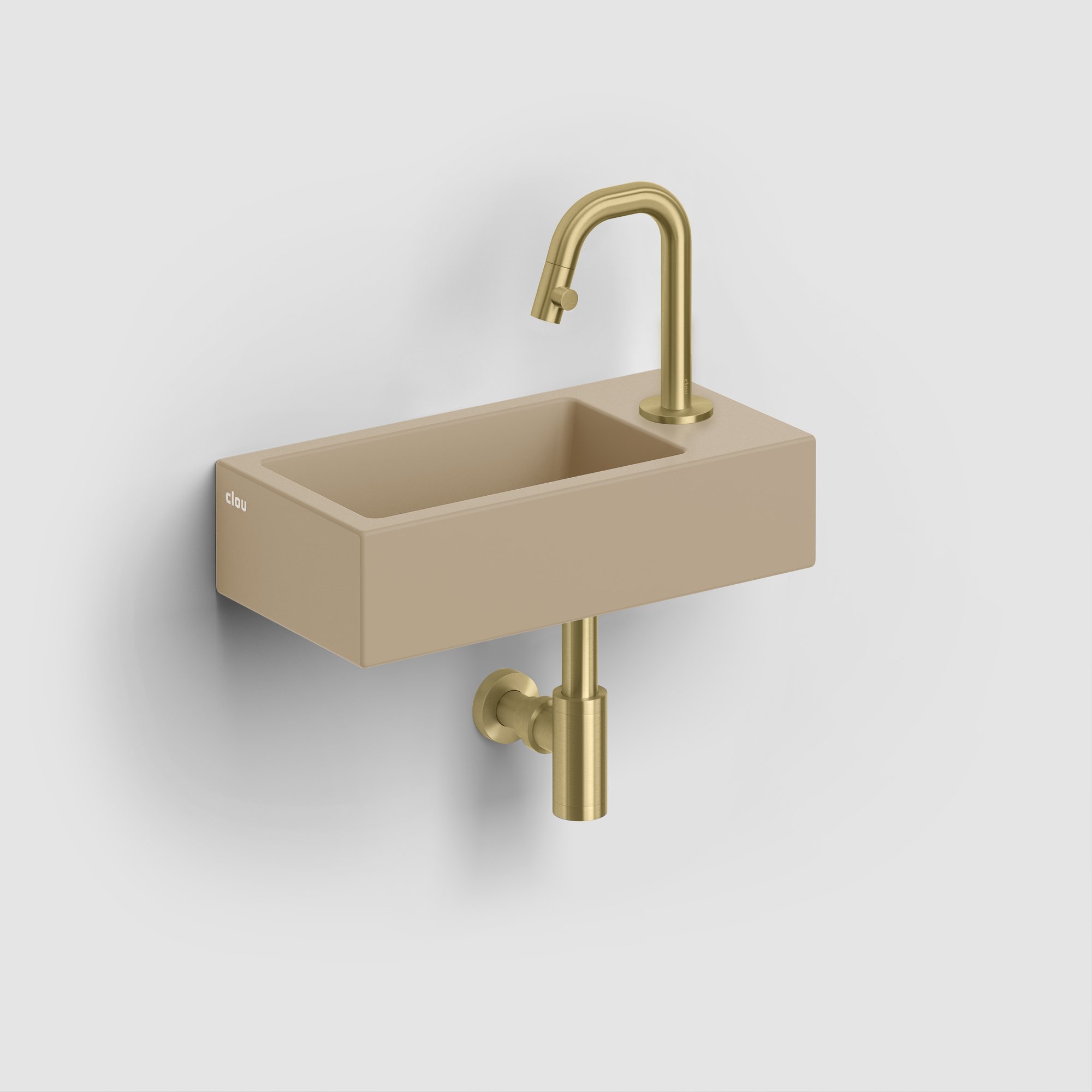 Clou Flush 3 fontein 36x18cm keramiek - met kraangat - rechts - mat mosterd - CL/03.34030 - Afbeelding 7
