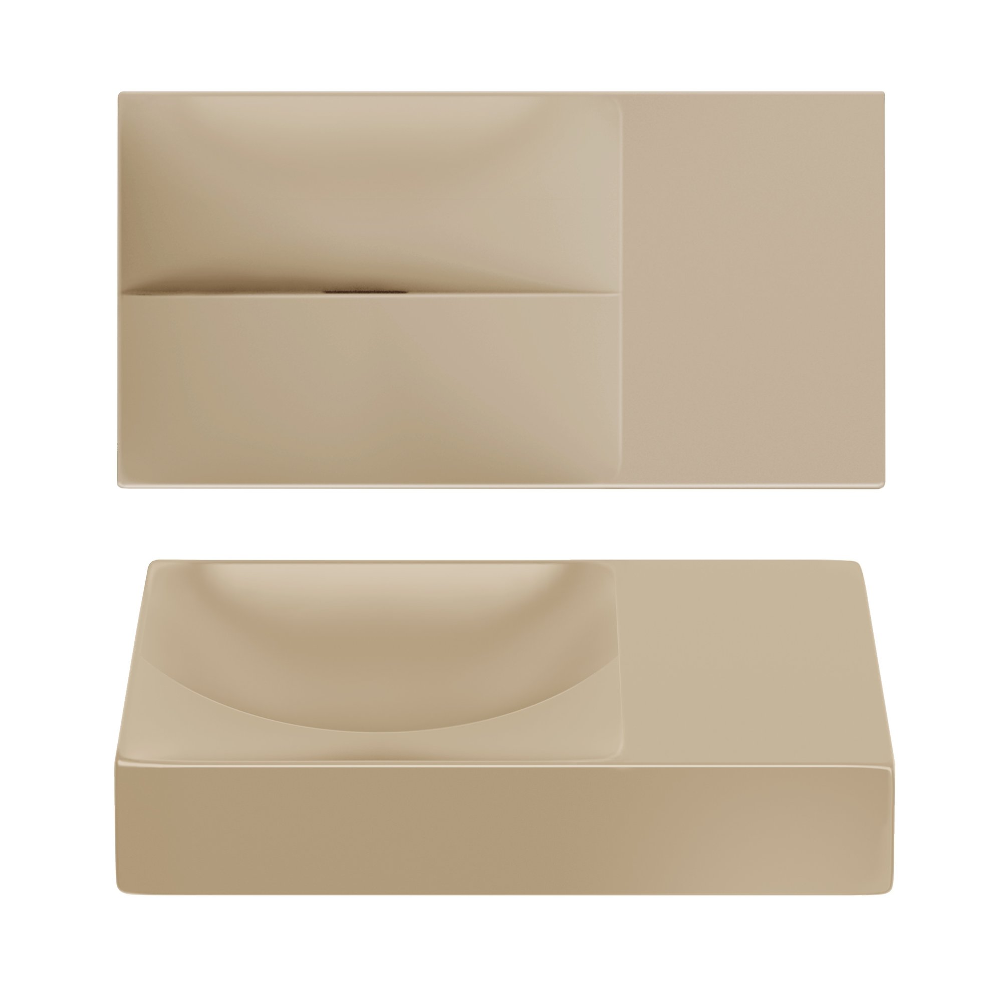 Clou Vale fontein 38x19cm keramiek - zonder kraangat rechts - mat mosterd - CL/03.34161.R - Afbeelding 2