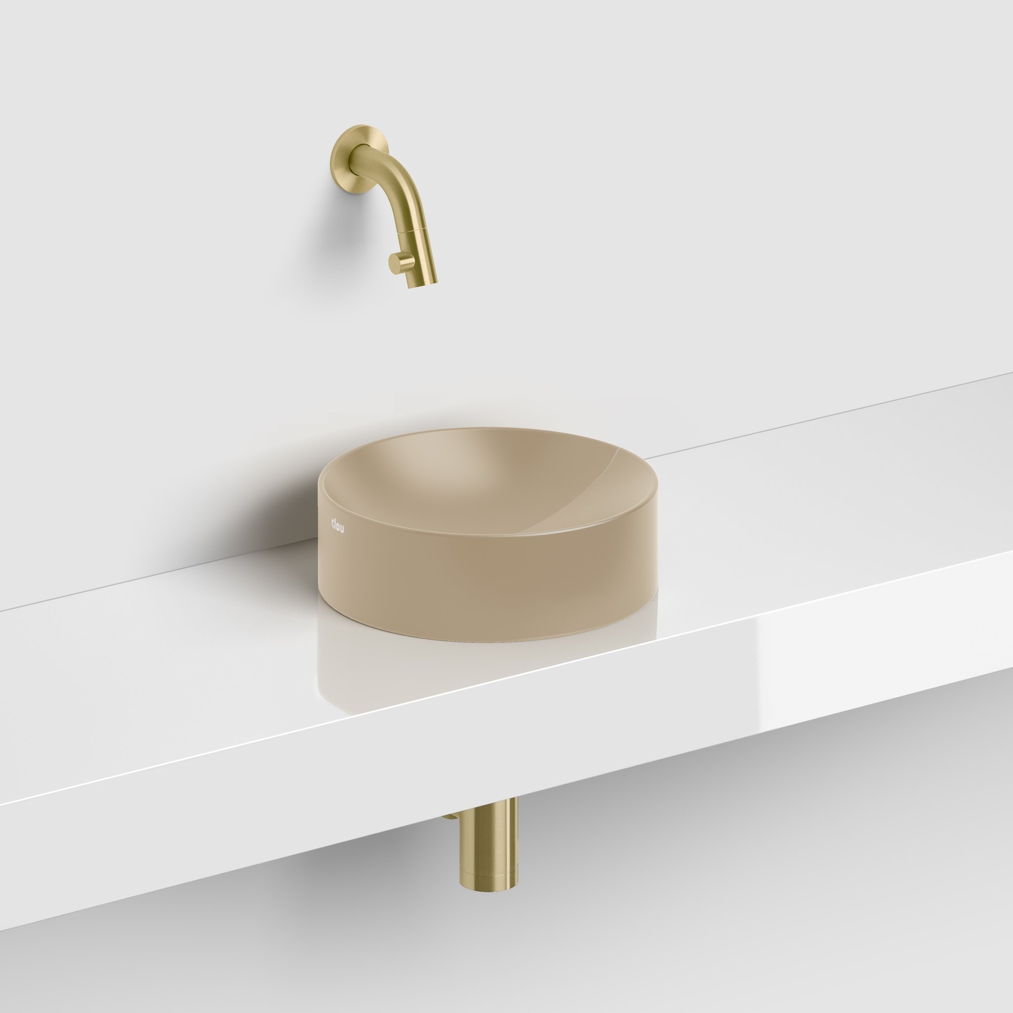 Clou Vale opzetfontein 22cm rond keramiek - mat mosterd - CL/03.34164 - Afbeelding 3