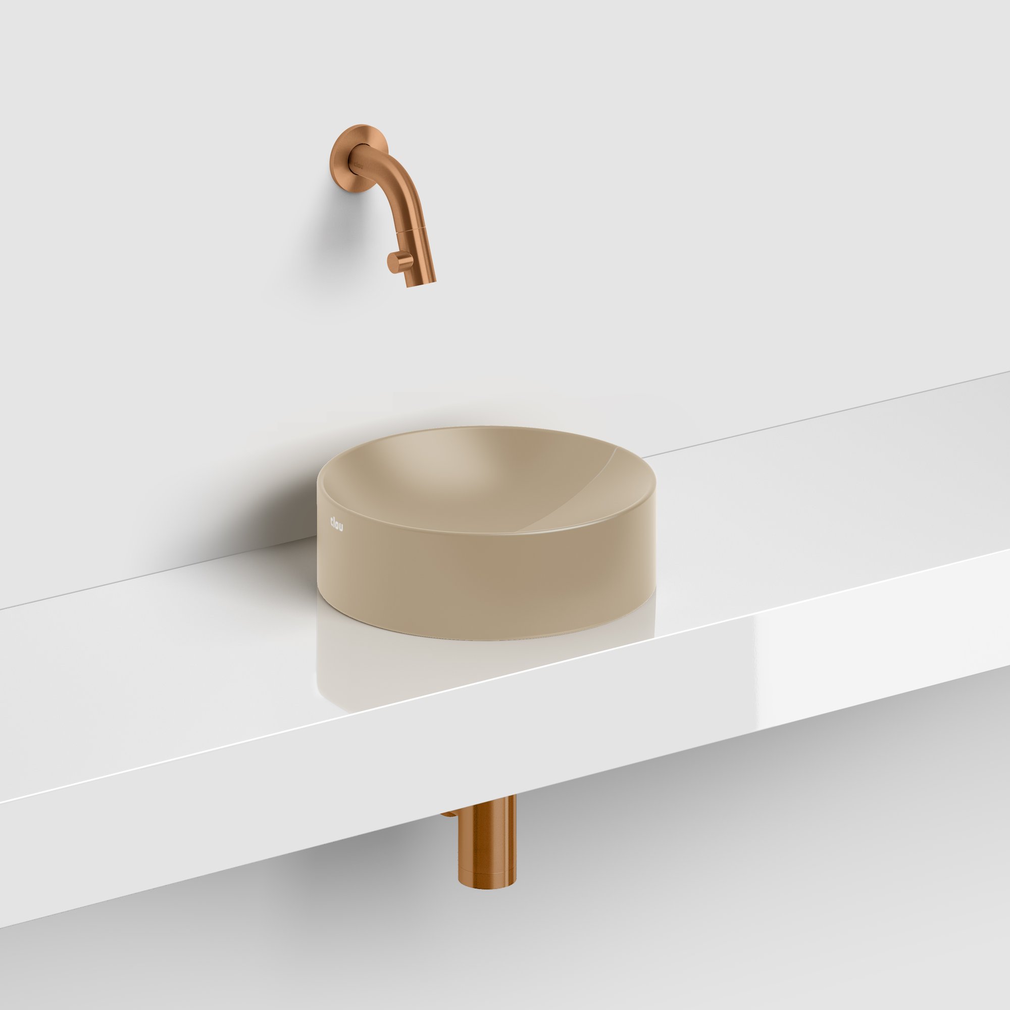 Clou Vale opzetfontein 22cm rond keramiek - mat mosterd - CL/03.34164 - Afbeelding 4