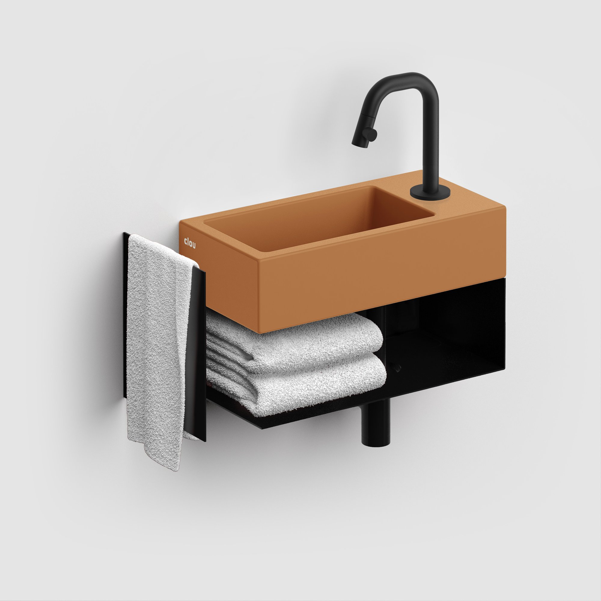 Clou Flush 3 fontein 36x18cm keramiek - met kraangat - rechts - mat italiaans zand - CL/03.36030 - Afbeelding 4