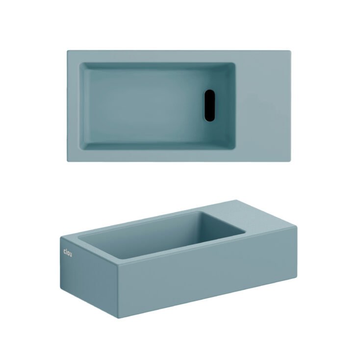 Clou Flush 3 fontein 36x18cm keramiek - zonder kraangat - rechts - mat blauw - CL/03.38031 - Afbeelding 2