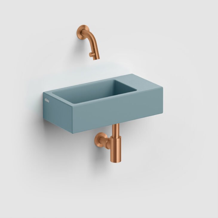 Clou Flush 3 fontein 36x18cm keramiek - zonder kraangat - rechts - mat blauw - CL/03.38031 - Afbeelding 3