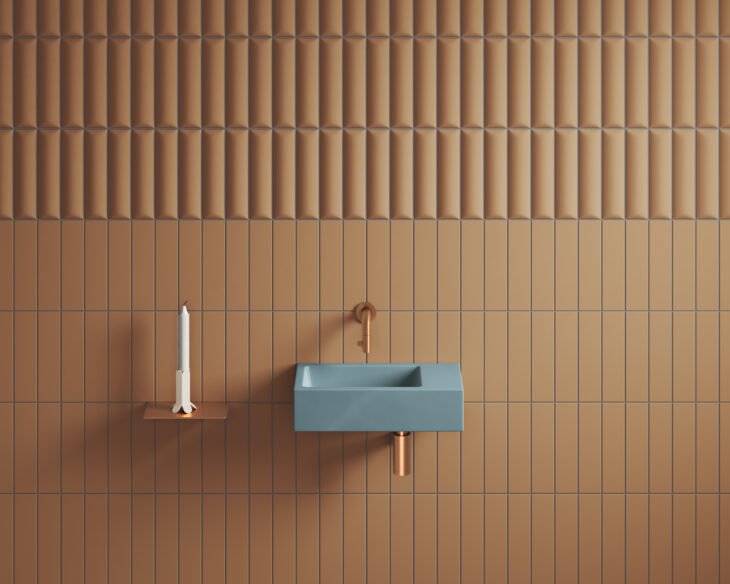 Clou Flush 3 fontein 36x18cm keramiek - zonder kraangat - rechts - mat blauw - CL/03.38031 - Afbeelding 5