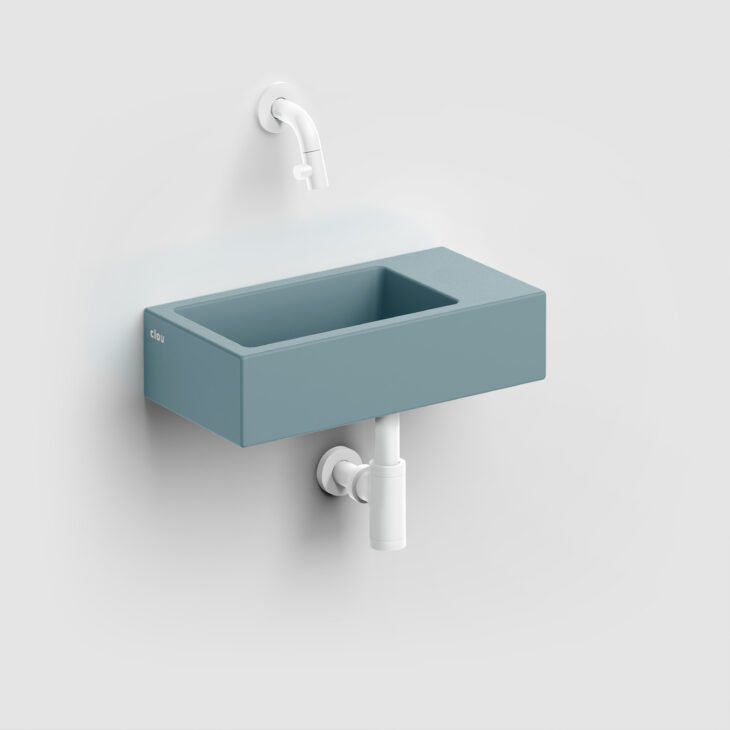 Clou Flush 3 fontein 36x18cm keramiek - zonder kraangat - rechts - mat blauw - CL/03.38031 - Afbeelding 6
