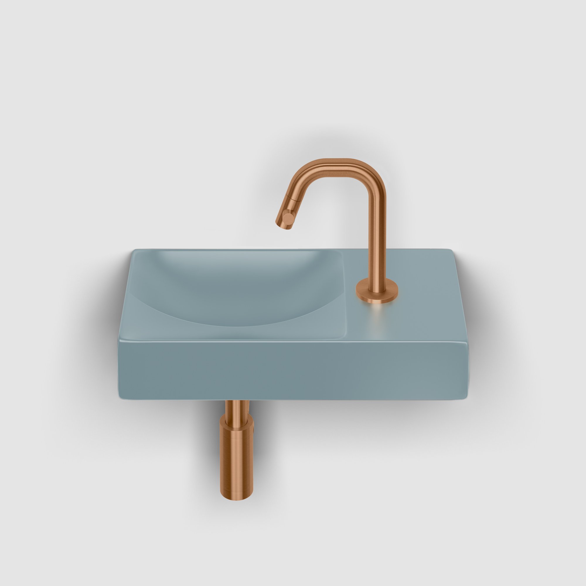 Clou Vale fontein 38x19cm keramiek - met kraangat rechts - mat blauw - CL/03.38161.01.R - Afbeelding 3