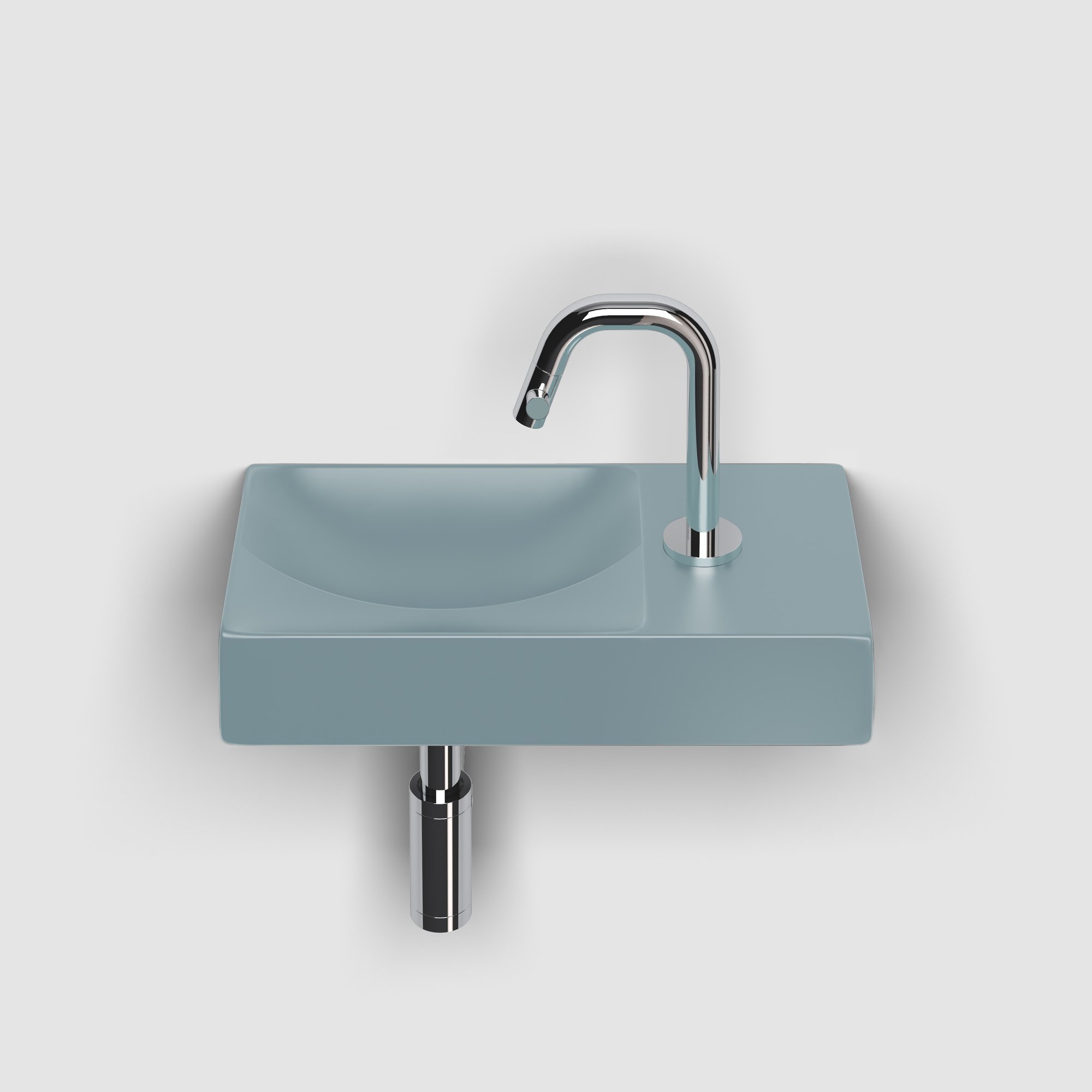 Clou Vale fontein 38x19cm keramiek - met kraangat rechts - mat blauw - CL/03.38161.01.R - Afbeelding 4