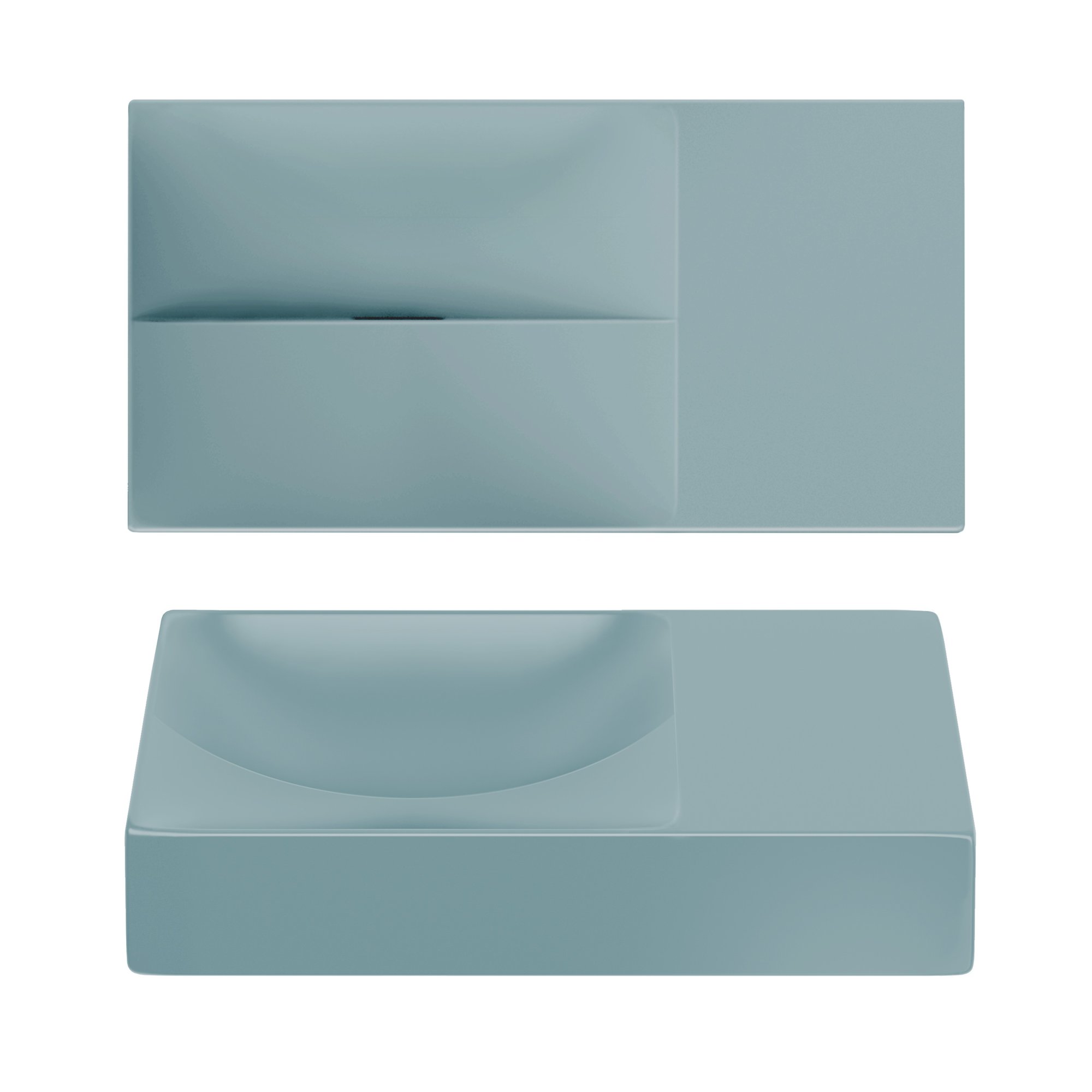 Clou Vale fontein 38x19cm keramiek - zonder kraangat rechts - mat blauw - CL/03.38161.R - Afbeelding 2