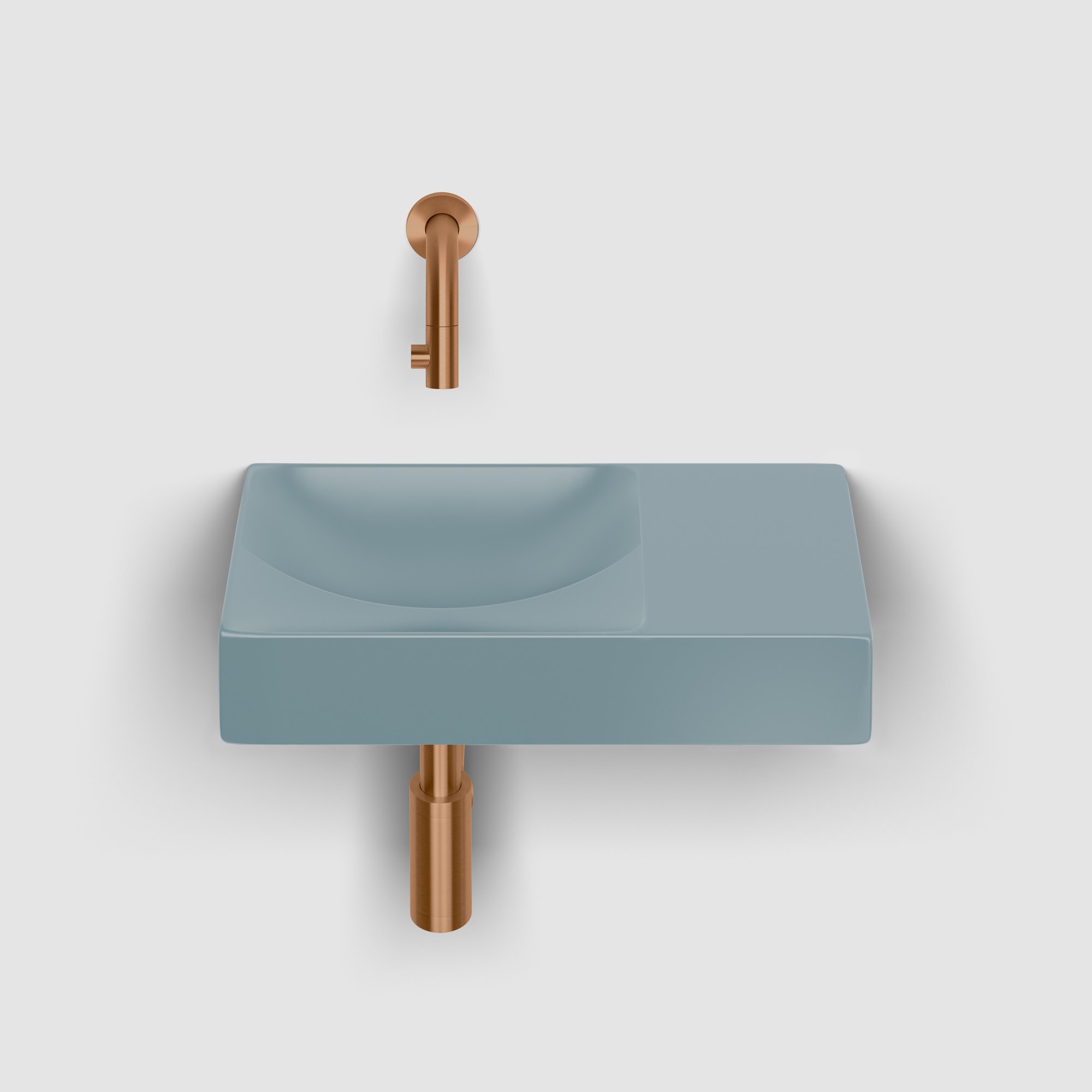 Clou Vale fontein 38x19cm keramiek - zonder kraangat rechts - mat blauw - CL/03.38161.R - Afbeelding 3