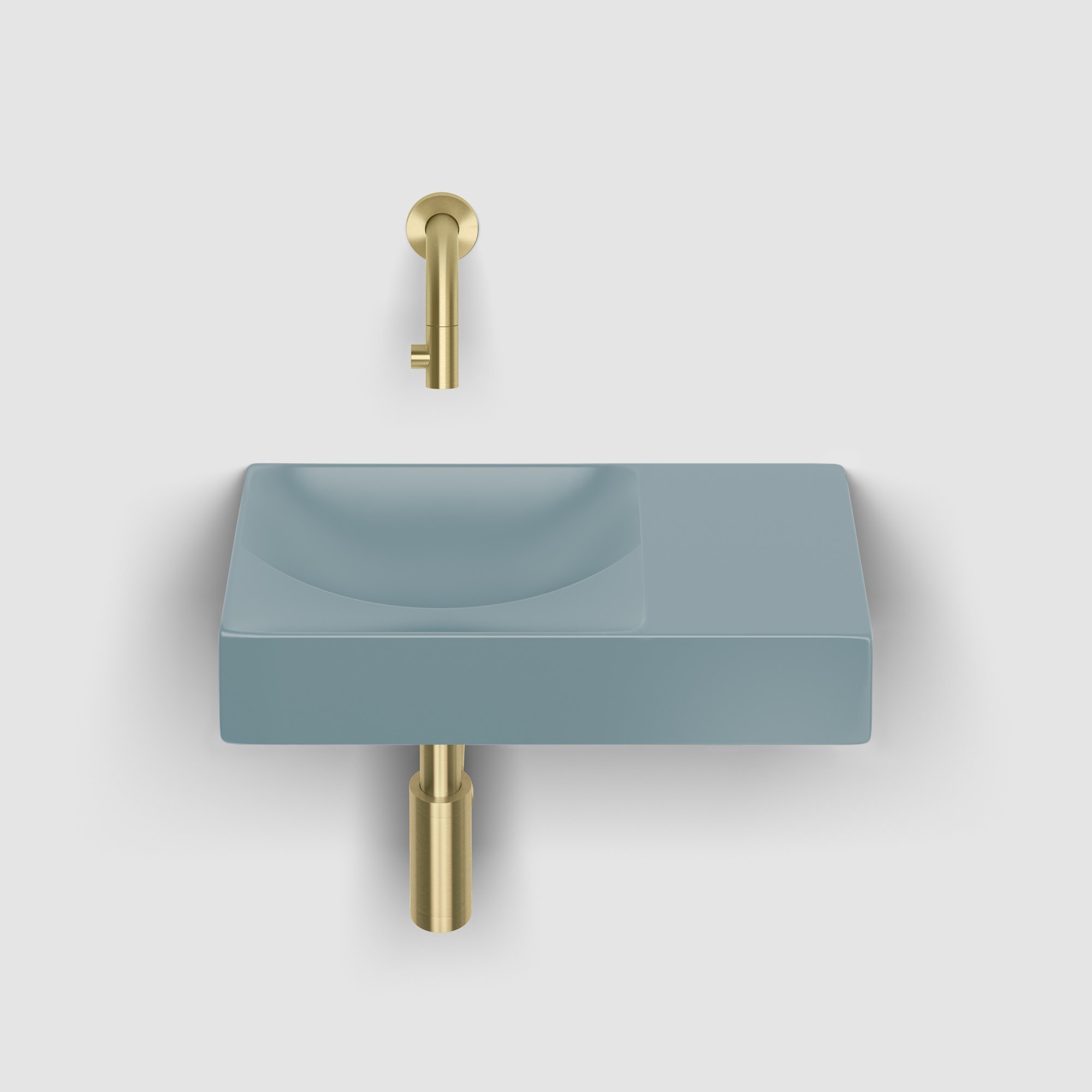 Clou Vale fontein 38x19cm keramiek - zonder kraangat rechts - mat blauw - CL/03.38161.R - Afbeelding 4