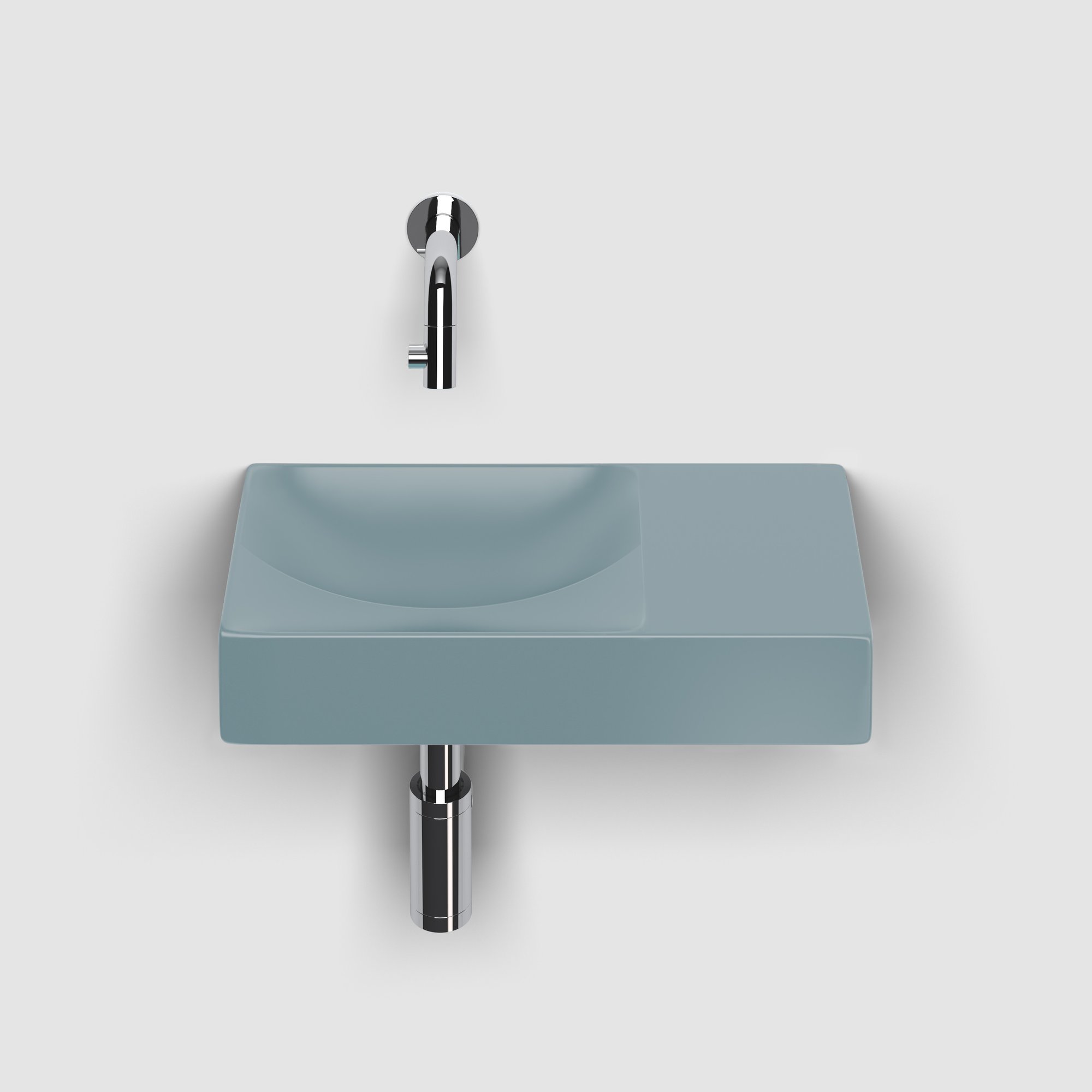 Clou Vale fontein 38x19cm keramiek - zonder kraangat rechts - mat blauw - CL/03.38161.R - Afbeelding 5