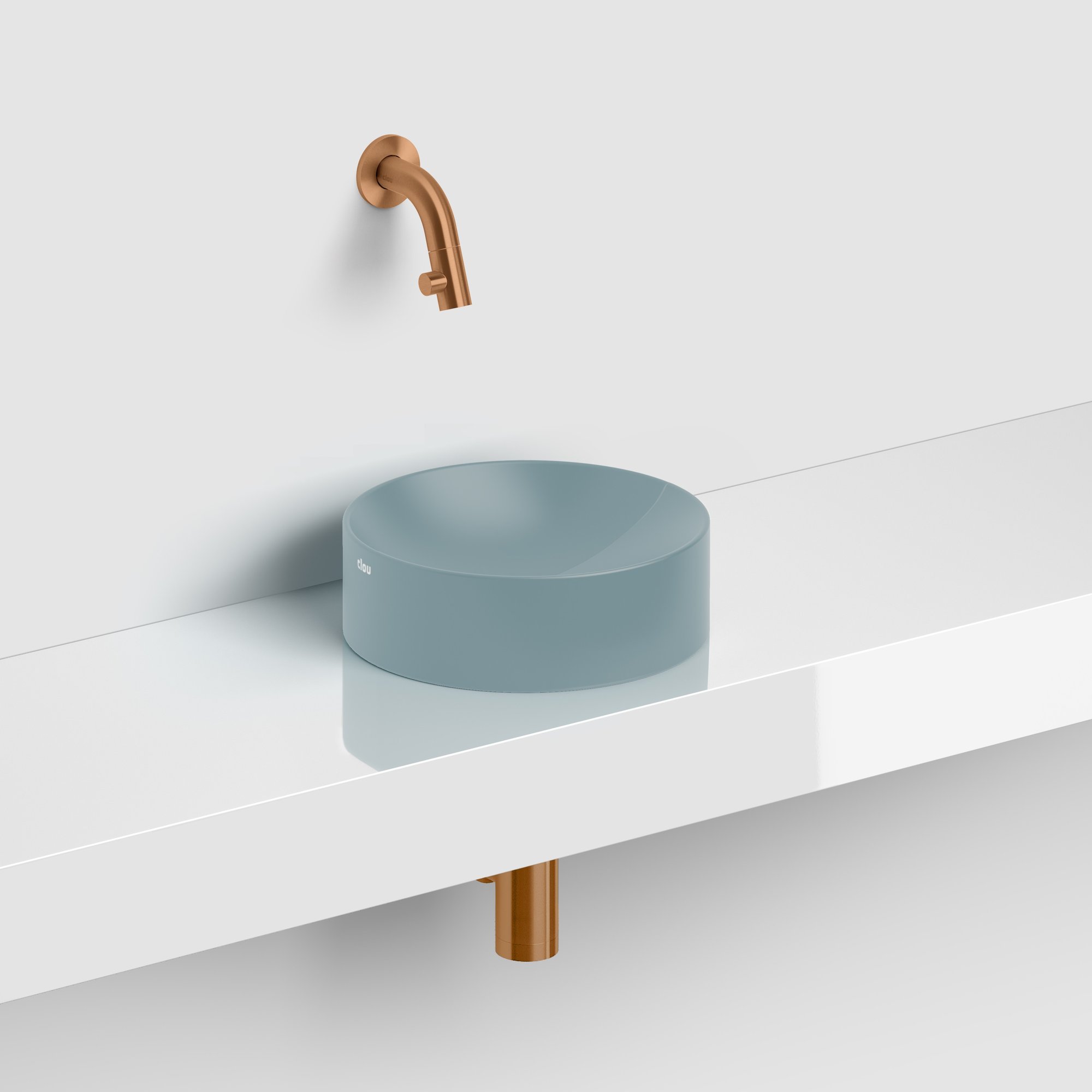 Clou Vale opzetfontein 22cm rond keramiek - mat blauw - CL/03.38164 - Afbeelding 4