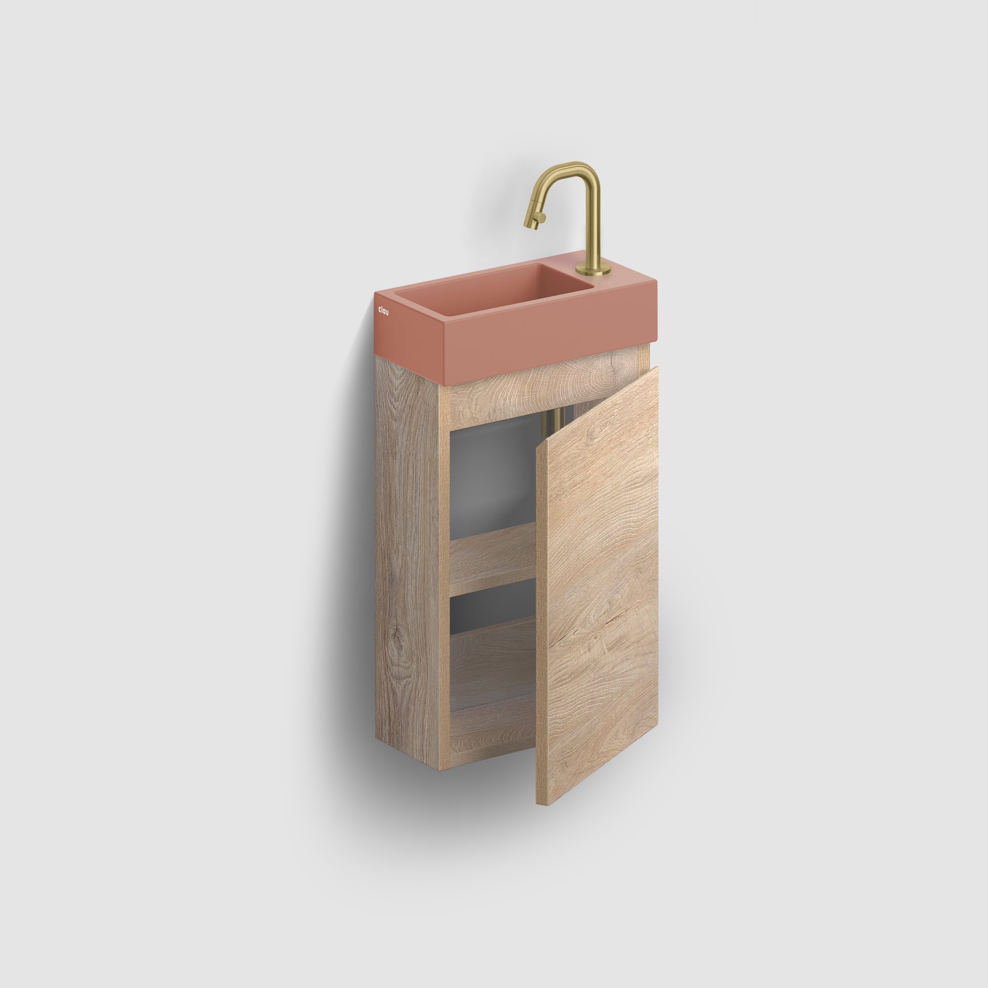 Clou Flush 3 fontein 36x18cm keramiek - met kraangat - rechts - mat roze - CL/03.40030 - Afbeelding 3