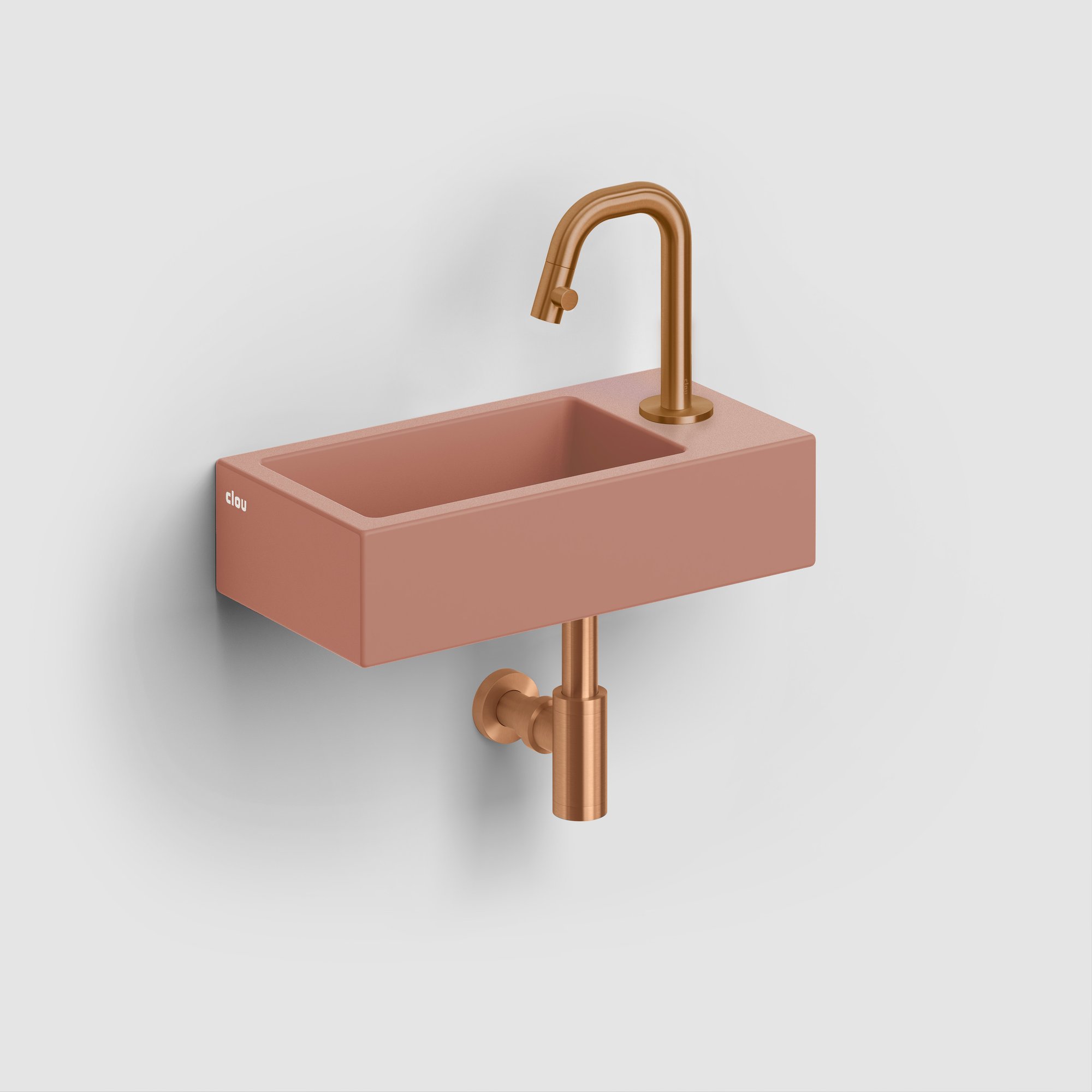 Clou Flush 3 fontein 36x18cm keramiek - met kraangat - rechts - mat roze - CL/03.40030 - Afbeelding 5