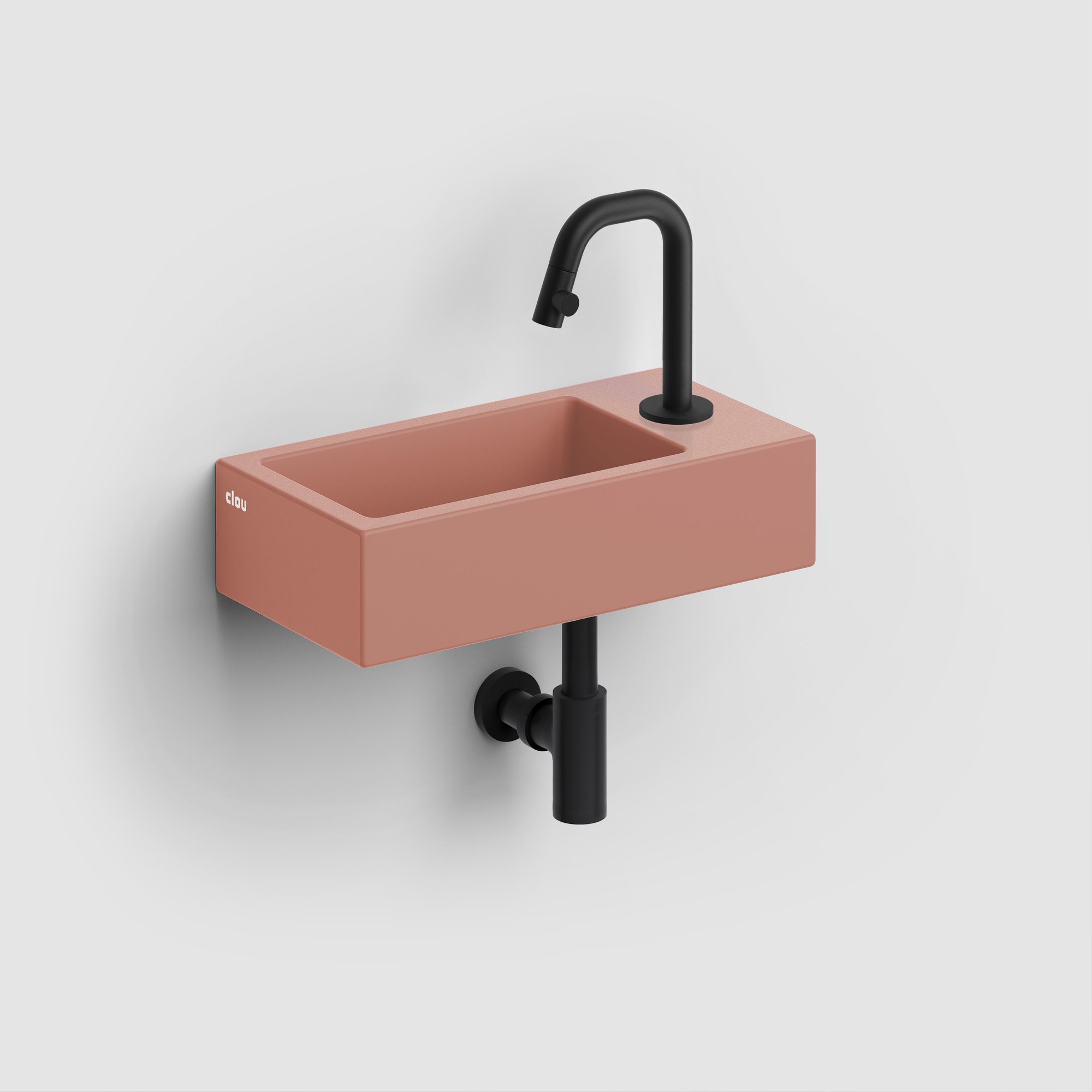 Clou Flush 3 fontein 36x18cm keramiek - met kraangat - rechts - mat roze - CL/03.40030 - Afbeelding 6