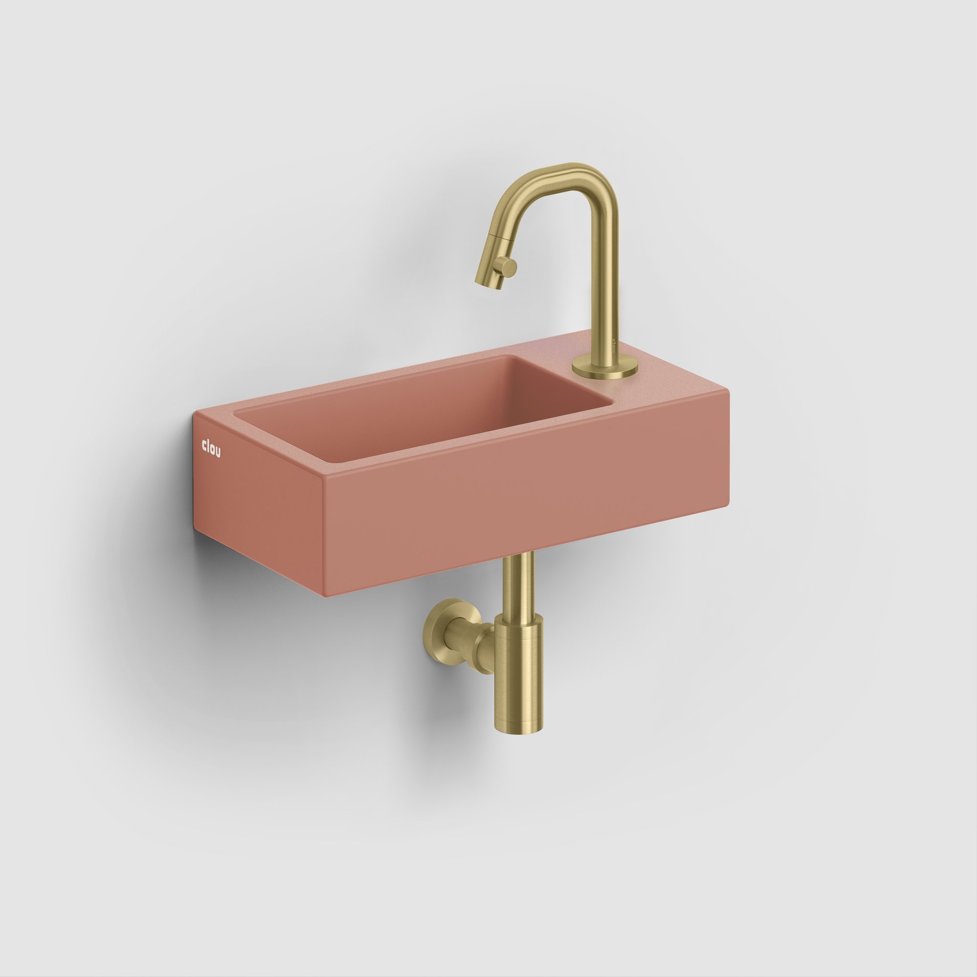 Clou Flush 3 fontein 36x18cm keramiek - met kraangat - rechts - mat roze - CL/03.40030 - Afbeelding 7