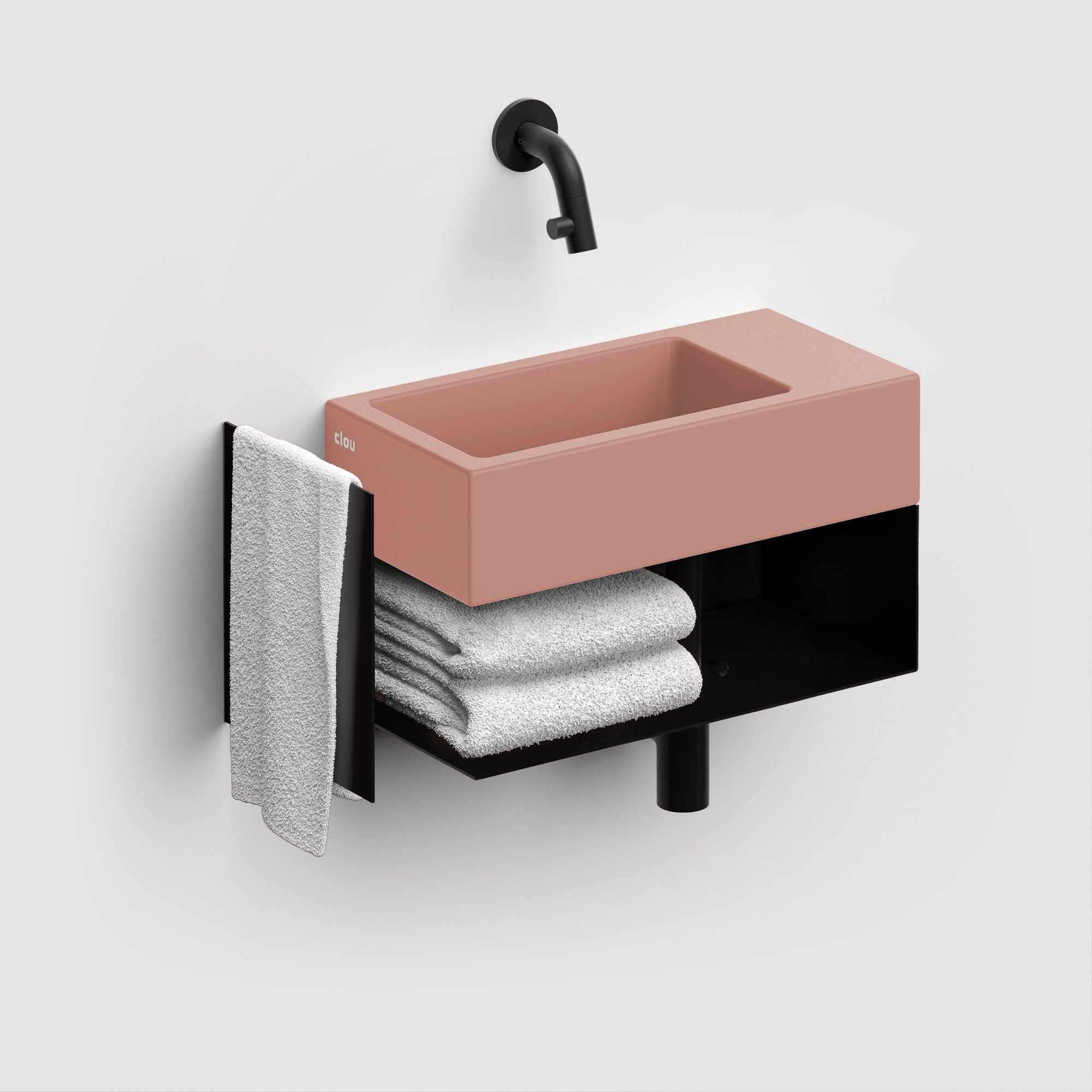 Clou Flush 3 fontein 36x18cm keramiek - zonder kraangat - rechts - mat roze - CL/03.40031 - Afbeelding 4