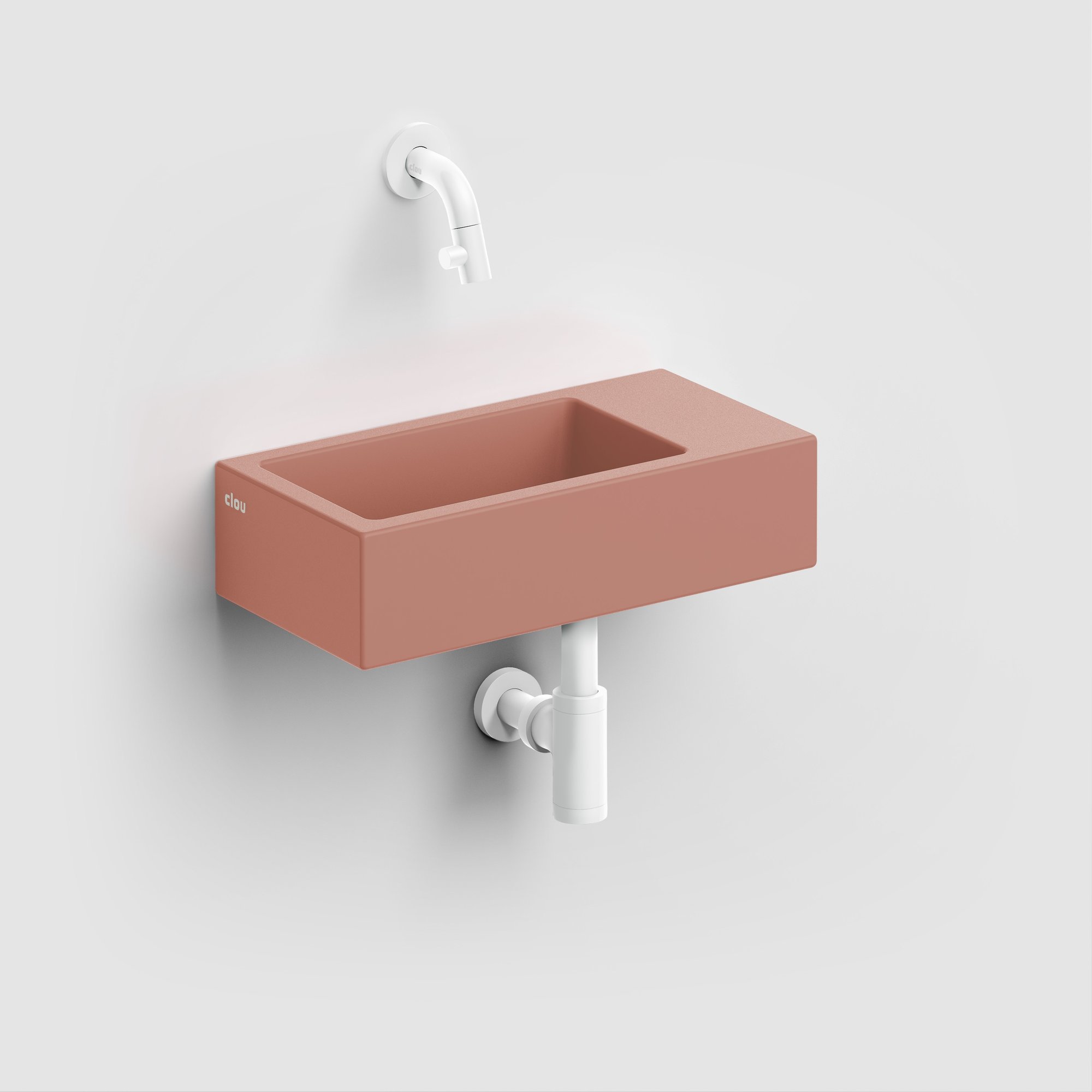 Clou Flush 3 fontein 36x18cm keramiek - zonder kraangat - rechts - mat roze - CL/03.40031 - Afbeelding 7