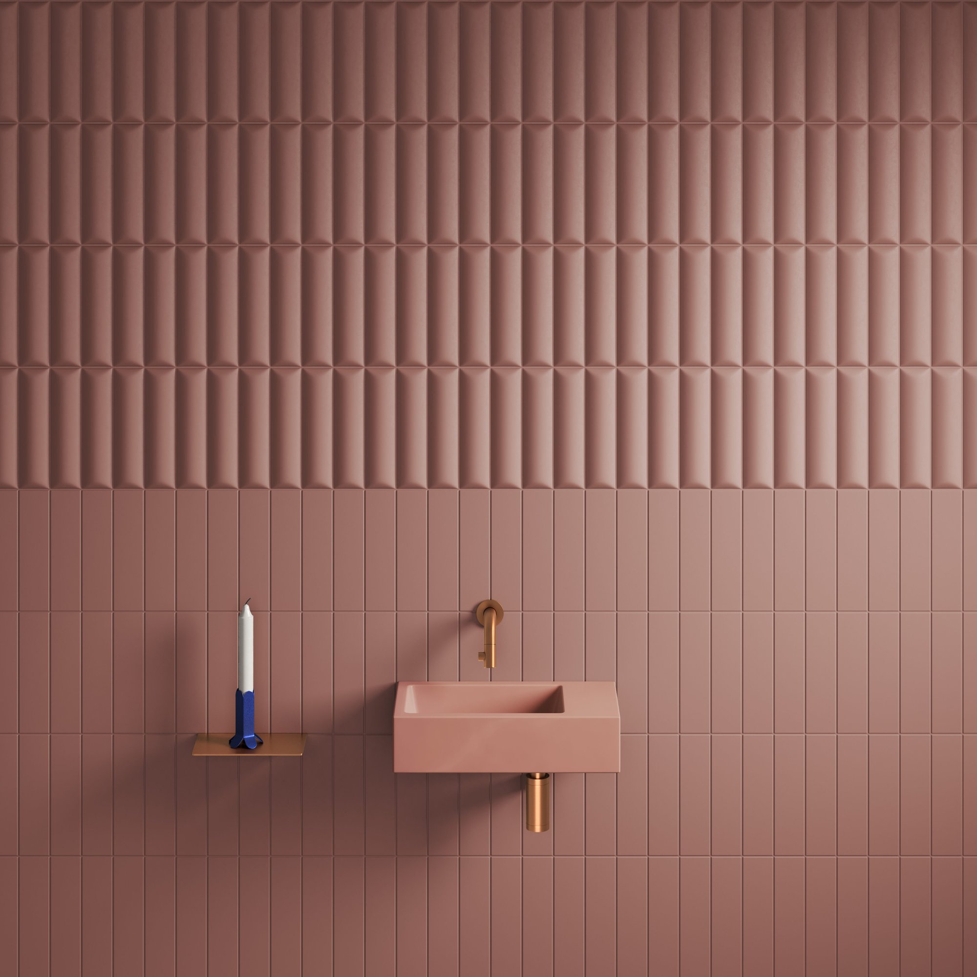 Clou Flush 3 fontein 36x18cm keramiek - zonder kraangat - rechts - mat roze - CL/03.40031 - Afbeelding 8