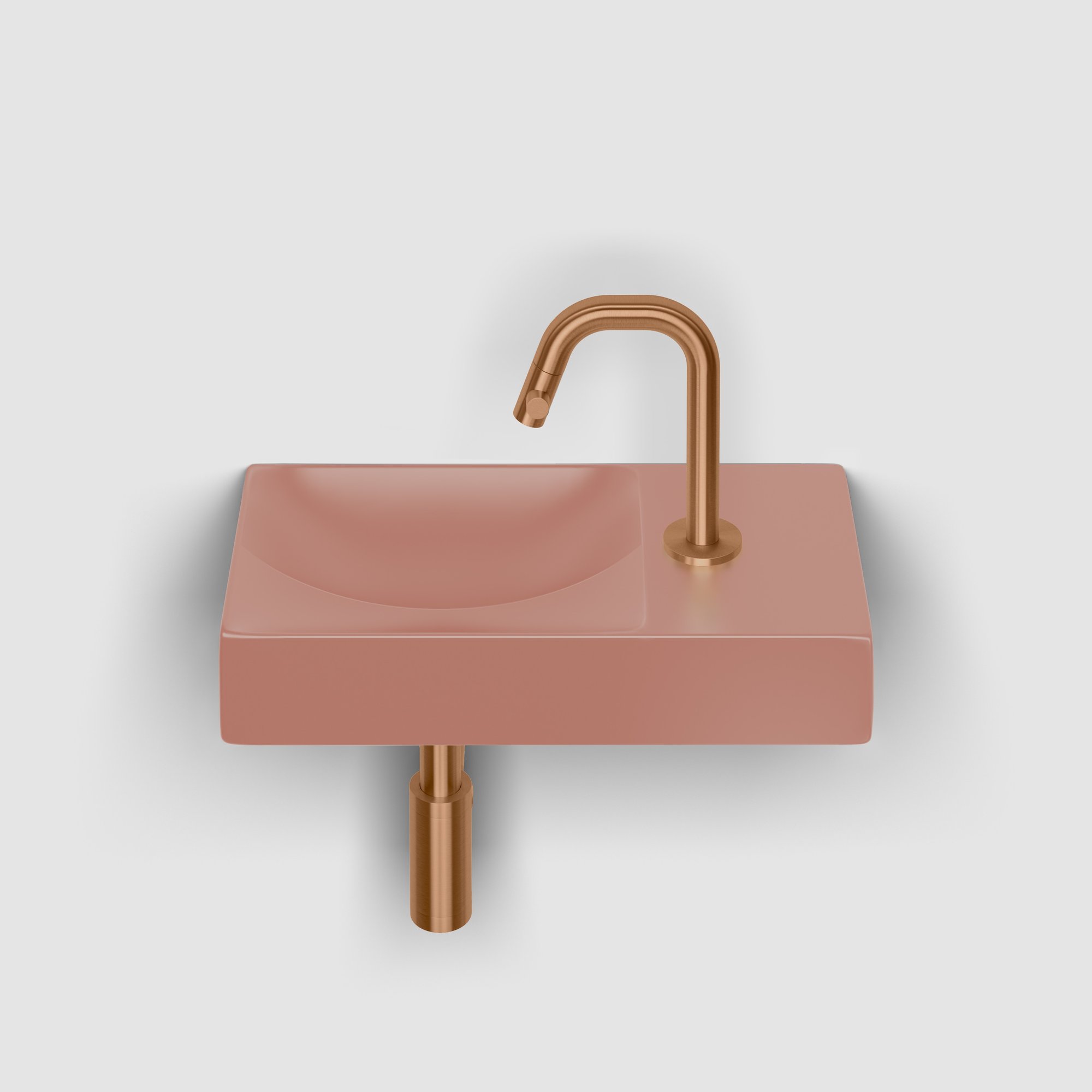 Clou Vale fontein 38x19cm keramiek - met kraangat rechts - mat roze - CL/03.40161.01.R - Afbeelding 3