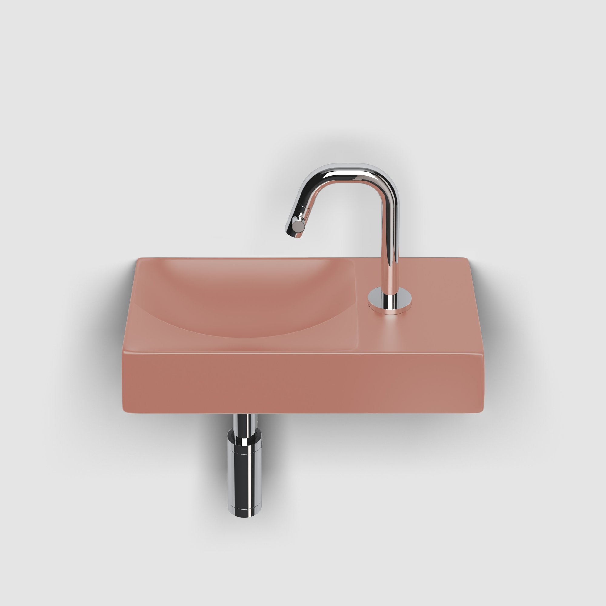 Clou Vale fontein 38x19cm keramiek - met kraangat rechts - mat roze - CL/03.40161.01.R - Afbeelding 5