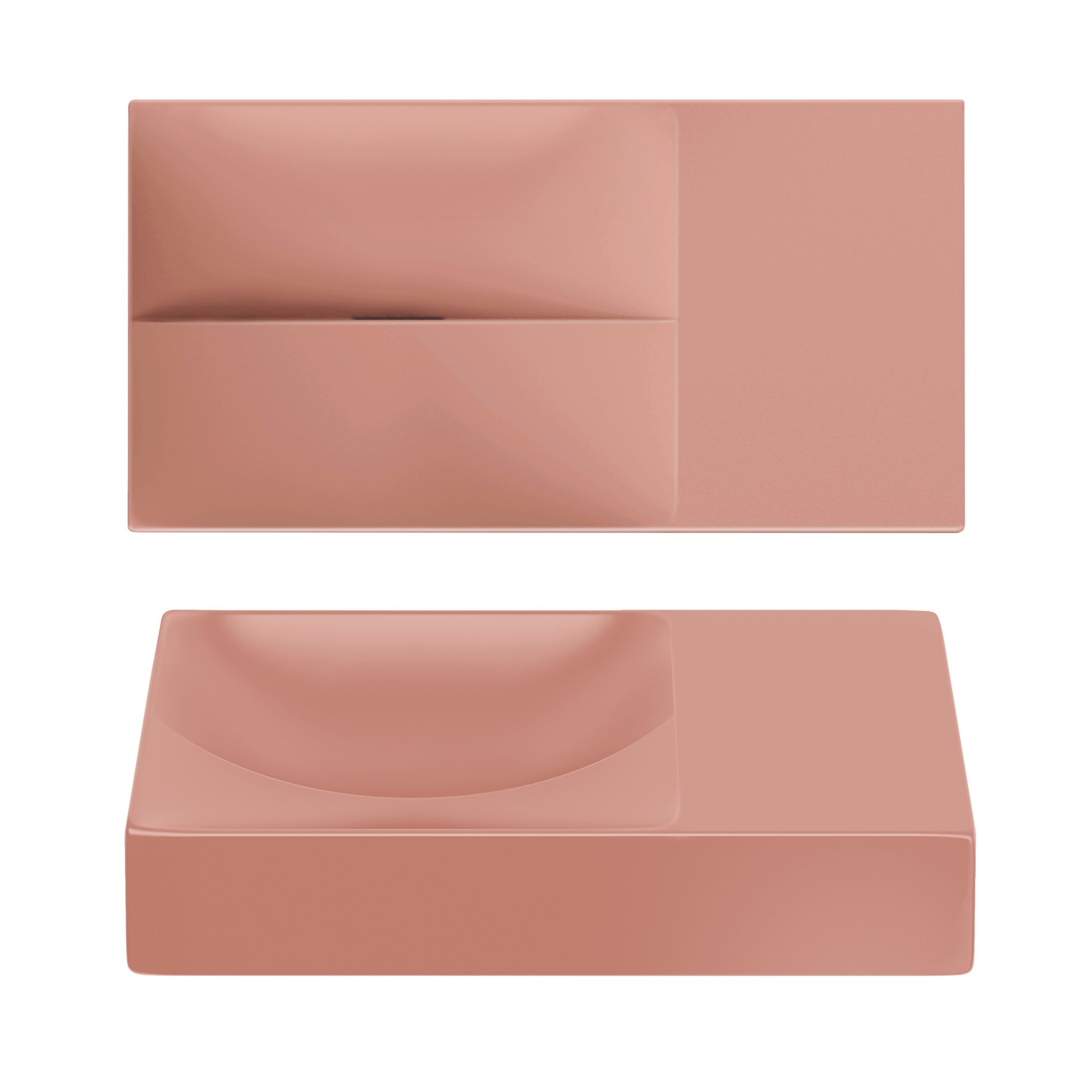 Clou Vale fontein 38x19cm keramiek - zonder kraangat rechts - mat roze - CL/03.40161.R - Afbeelding 2