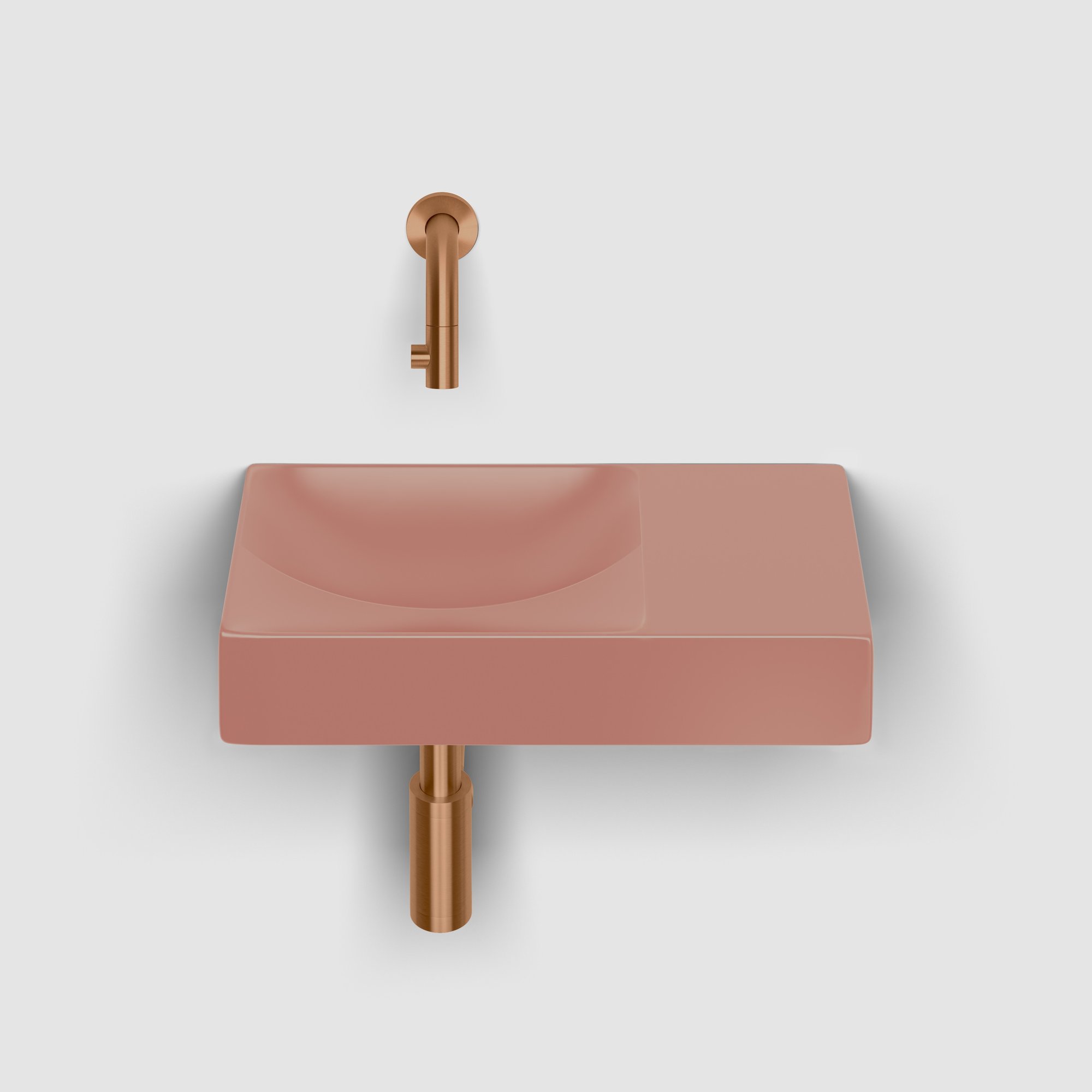 Clou Vale fontein 38x19cm keramiek - zonder kraangat rechts - mat roze - CL/03.40161.R - Afbeelding 3