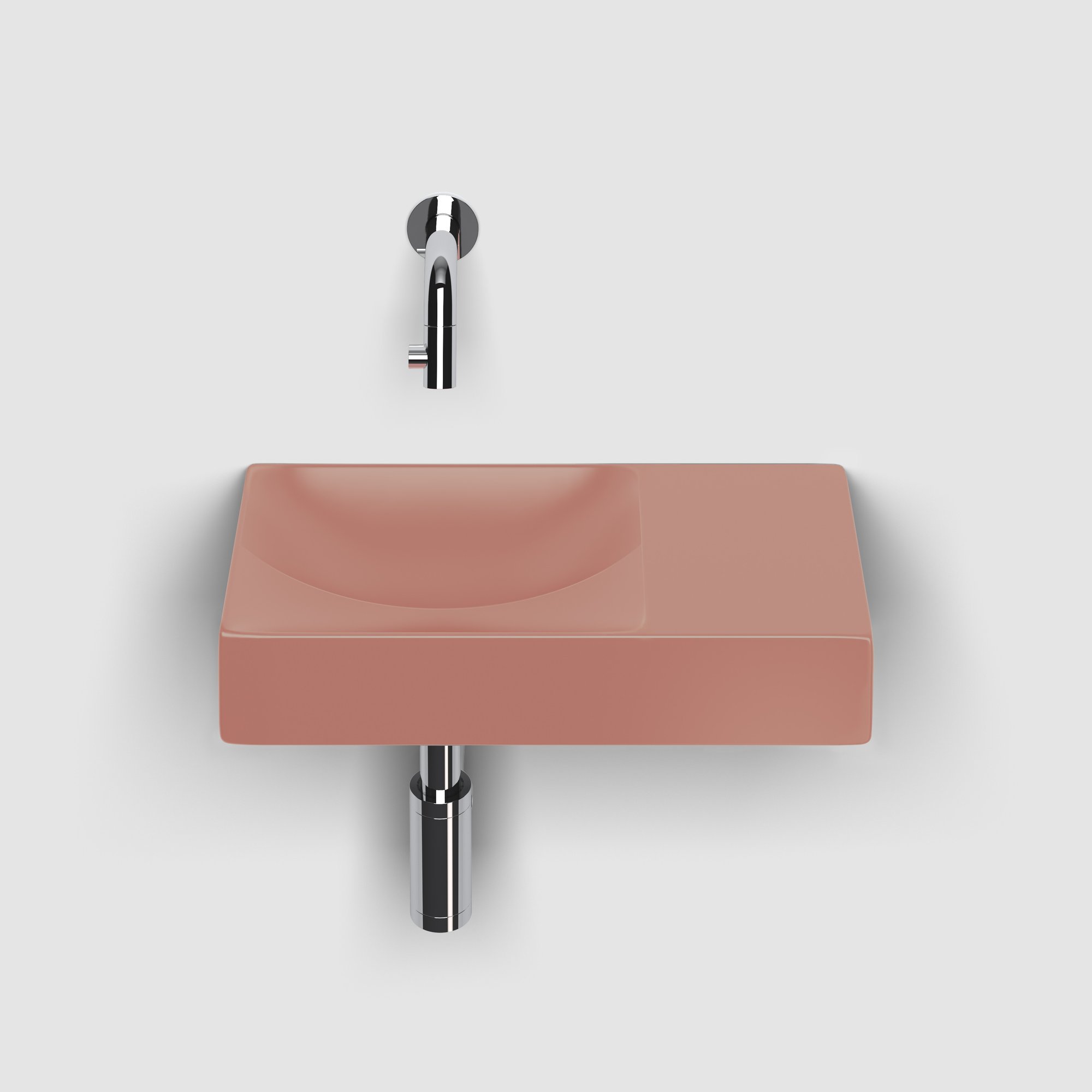 Clou Vale fontein 38x19cm keramiek - zonder kraangat rechts - mat roze - CL/03.40161.R - Afbeelding 5