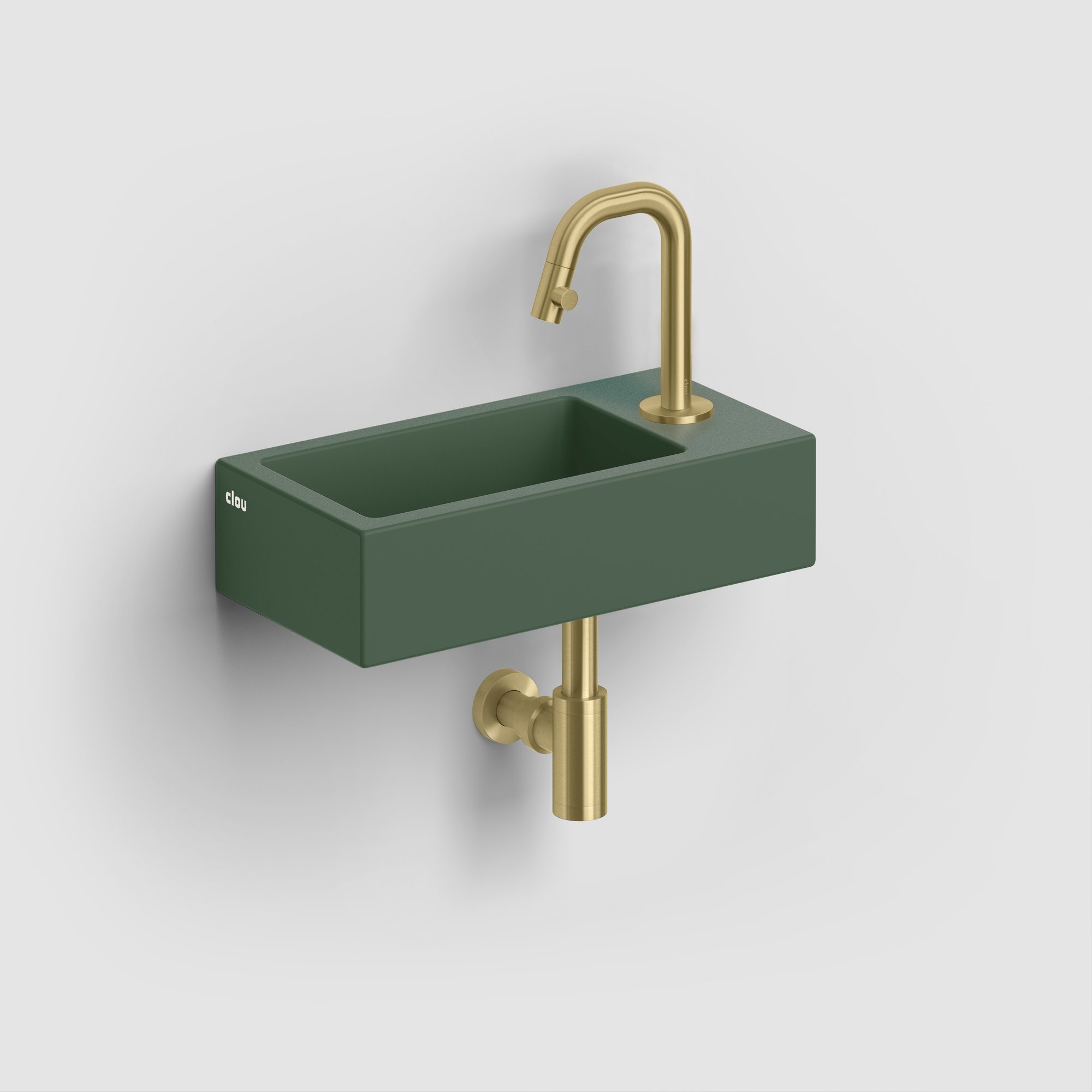 Clou Flush 3 fontein 36x18cm keramiek - met kraangat - rechts - mat pijnboom groen - CL/03.42030 - Afbeelding 7