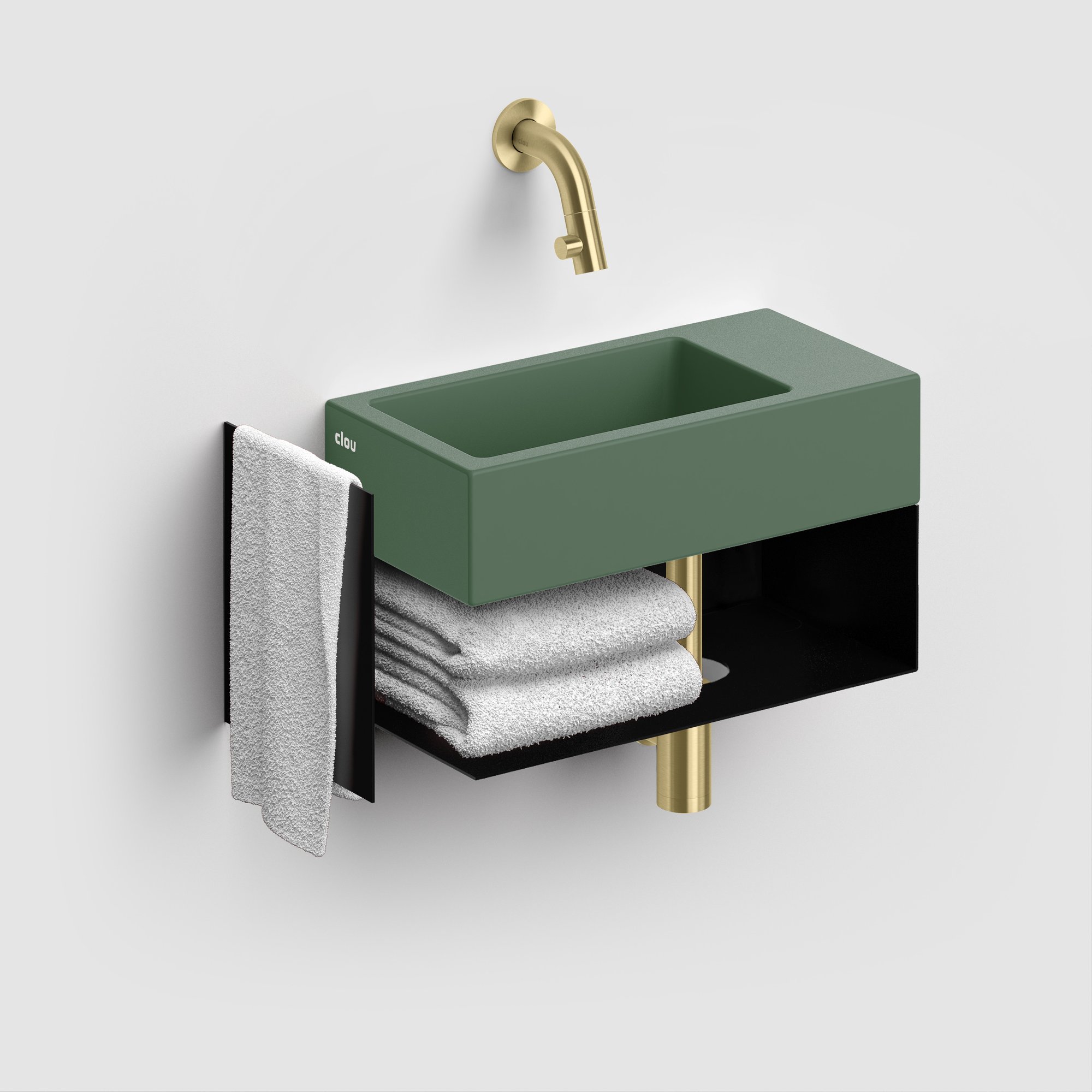 Clou Flush 3 fontein 36x18cm keramiek - zonder kraangat - rechts - mat pijnboom groen - CL/03.42031 - Afbeelding 5