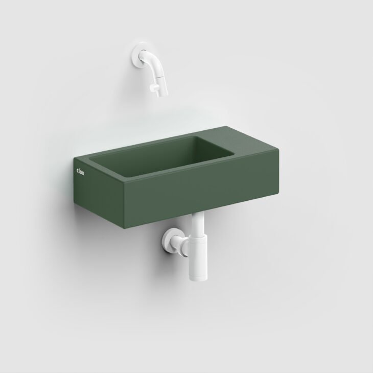 Clou Flush 3 fontein 36x18cm keramiek - zonder kraangat - rechts - mat pijnboom groen - CL/03.42031 - Afbeelding 7