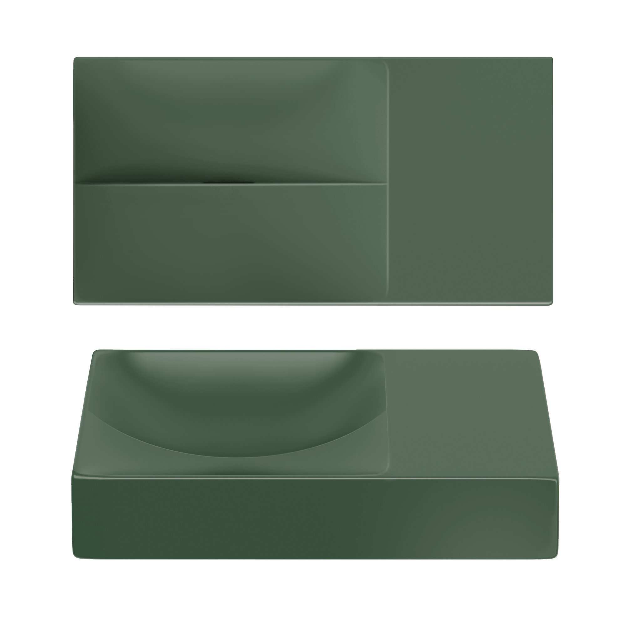 Clou Vale fontein 38x19cm keramiek - zonder kraangat rechts - mat pijnboom groen - CL/03.42161.R - Afbeelding 2