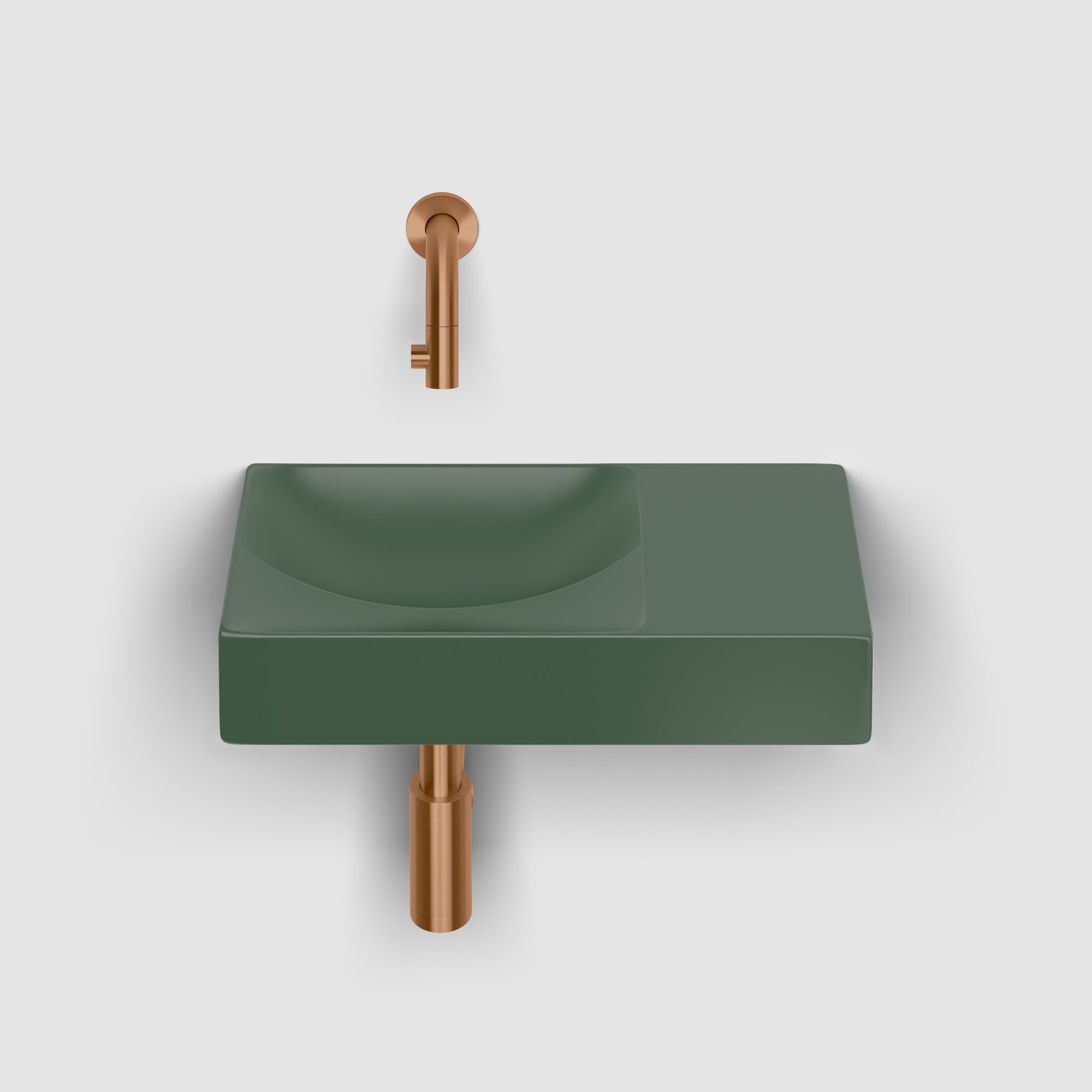 Clou Vale fontein 38x19cm keramiek - zonder kraangat rechts - mat pijnboom groen - CL/03.42161.R - Afbeelding 6