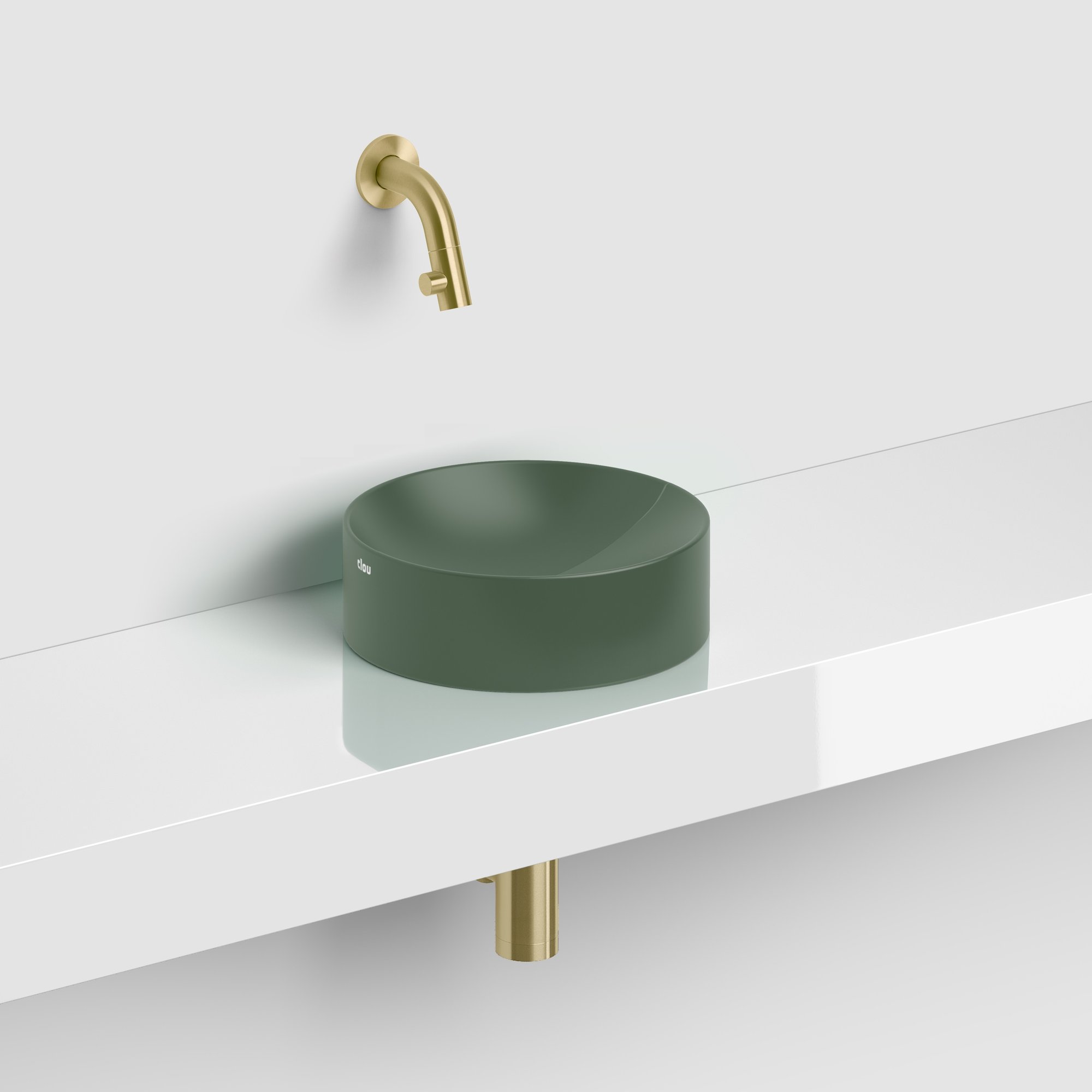 Clou Vale opzetfontein 22cm rond keramiek - mat pijnboom groen - CL/03.42164 - Afbeelding 3