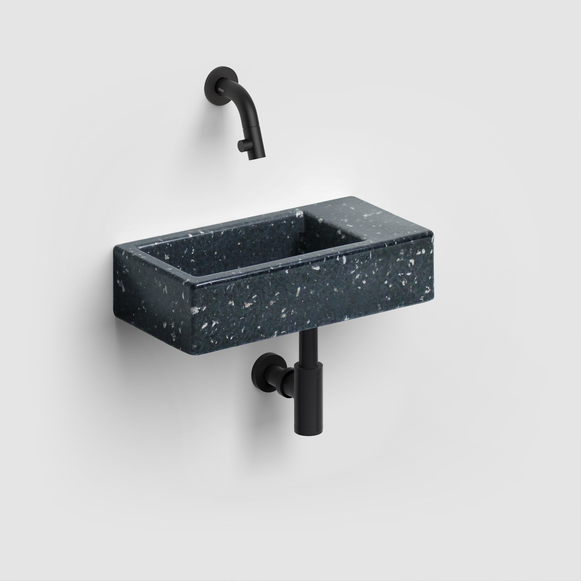 Clou Ecorazzo Flush 3 fontein 36x18cm gerecycled plastic - rechts - heelal zwart PE - CL/03.80031 - Afbeelding 2