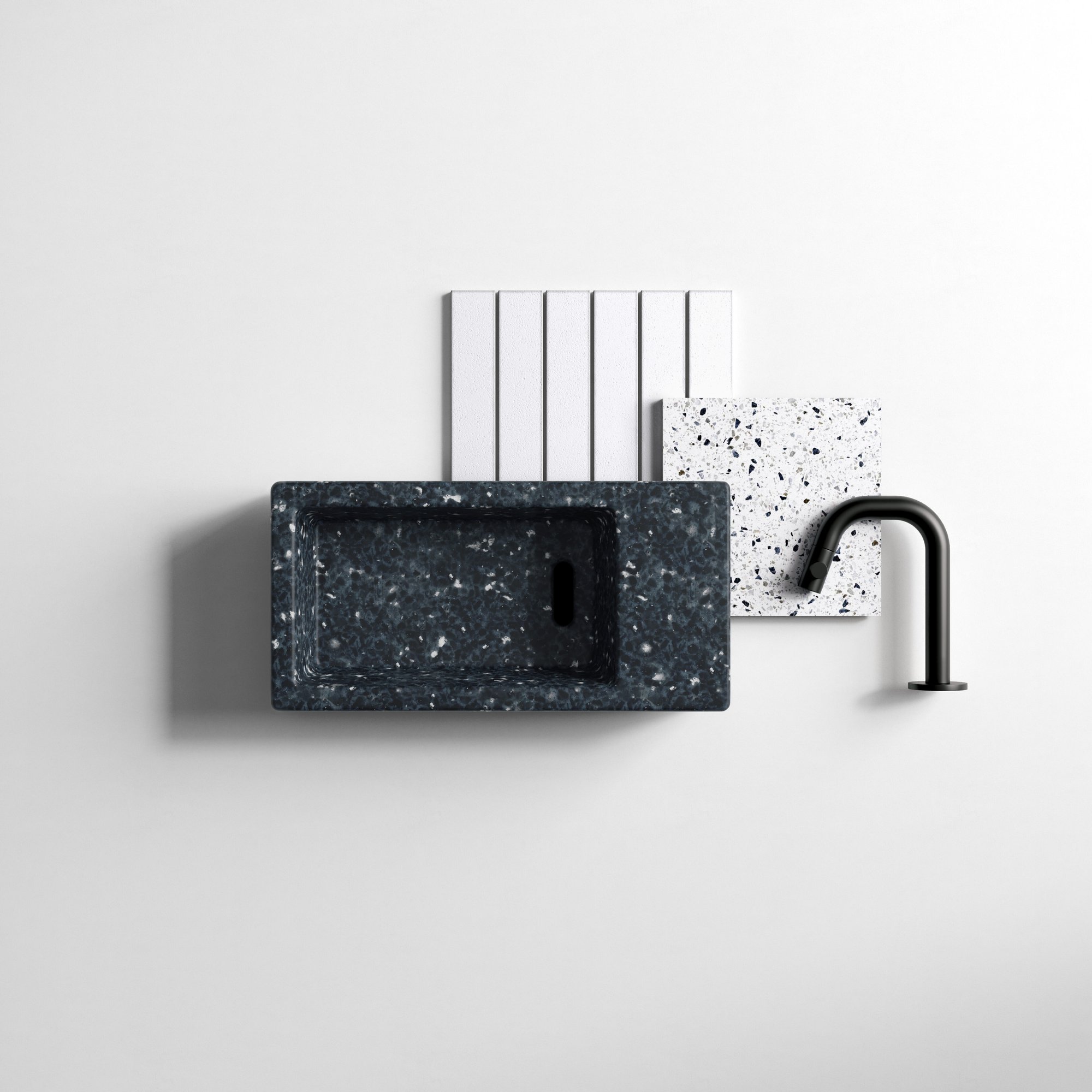 Clou Ecorazzo Flush 3 fontein 36x18cm gerecycled plastic - rechts - heelal zwart PE - CL/03.80031 - Afbeelding 5