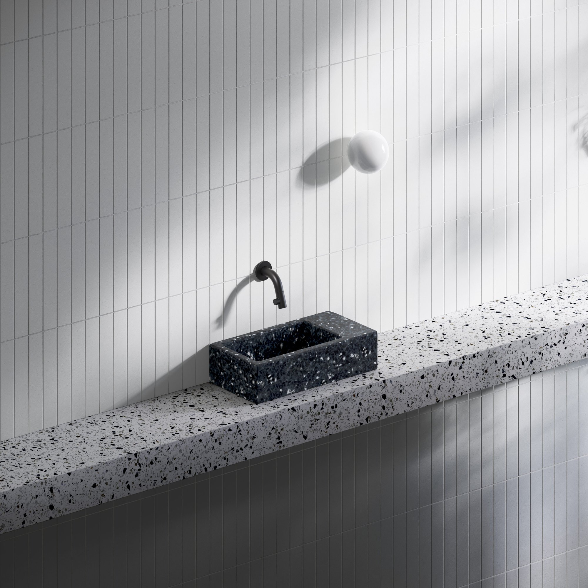 Clou Ecorazzo Flush 3 fontein 36x18cm gerecycled plastic - rechts - heelal zwart PE - CL/03.80031 - Afbeelding 7