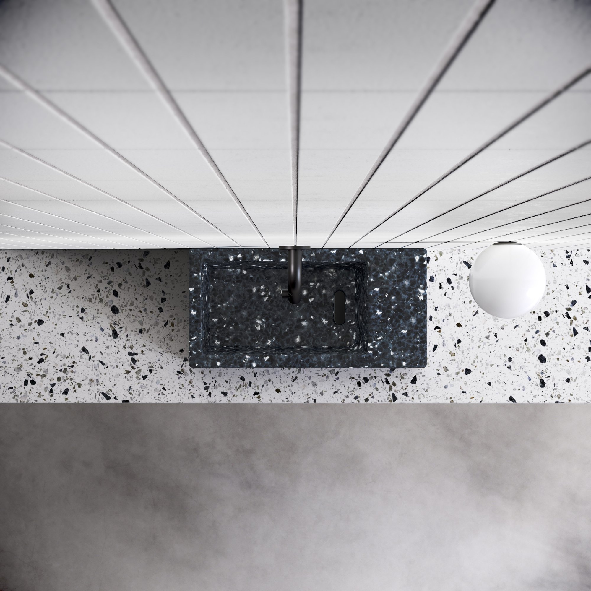 Clou Ecorazzo Flush 3 fontein 36x18cm gerecycled plastic - rechts - heelal zwart PE - CL/03.80031 - Afbeelding 8
