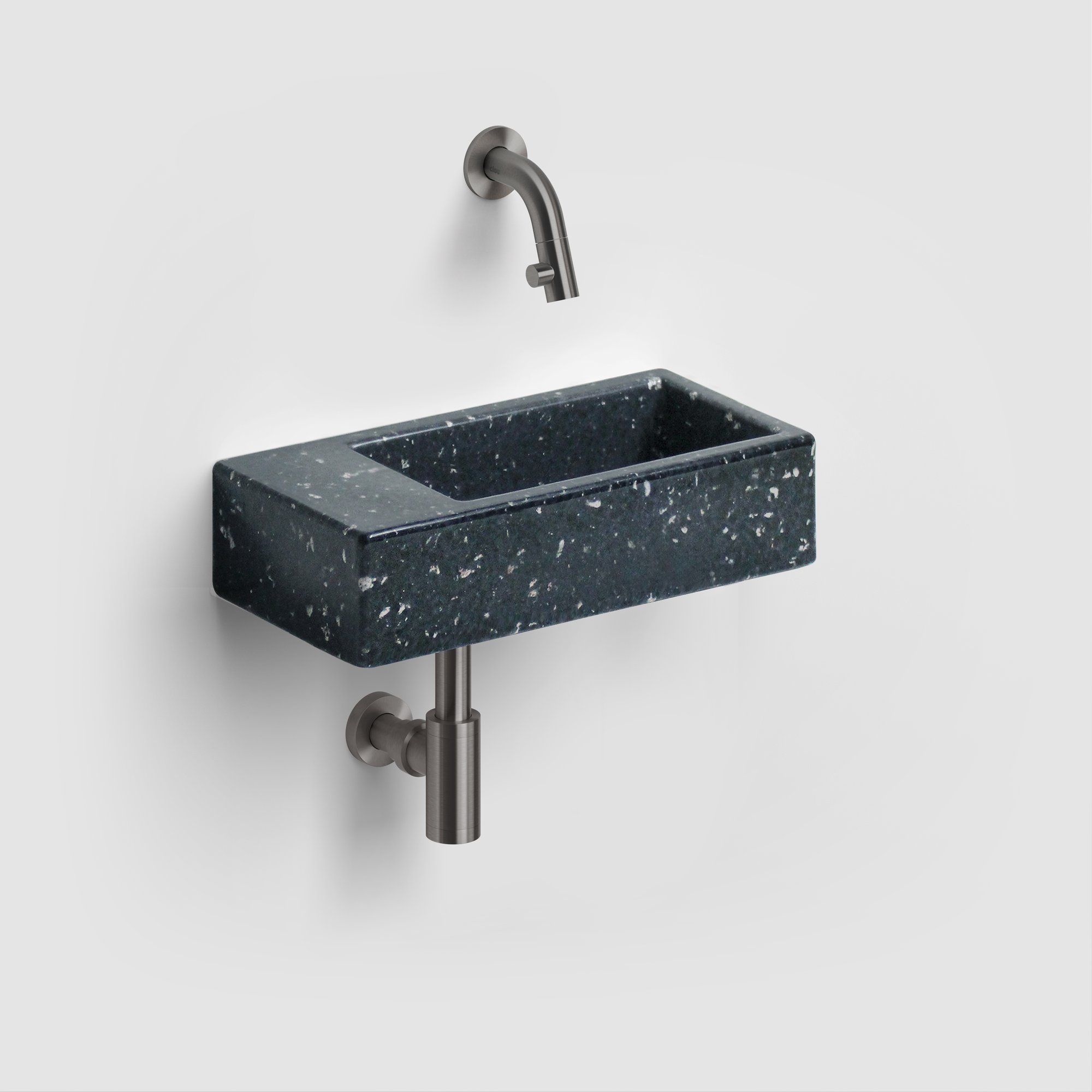 Clou Ecorazzo Flush 3 fontein 36x18cm gerecycled plastic - links - heelal zwart PE - CL/03.80033 - Afbeelding 2