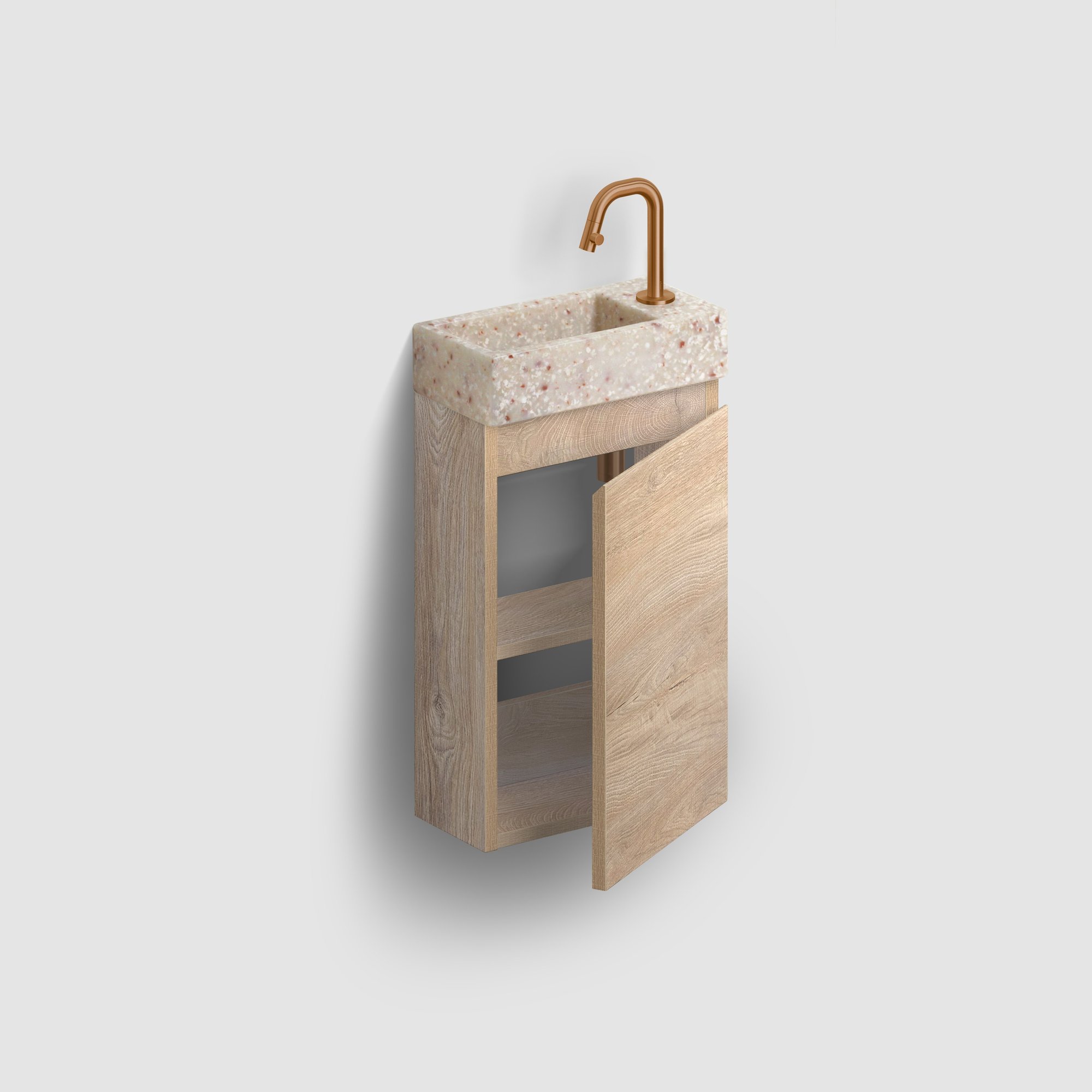 Clou Flush 3 fonteinmeubel 36x18cm ecorazzo - grieks eiken rechts - fontein terra - CL/03.81031 - IB/07.16.7036.63 - Afbeelding 2