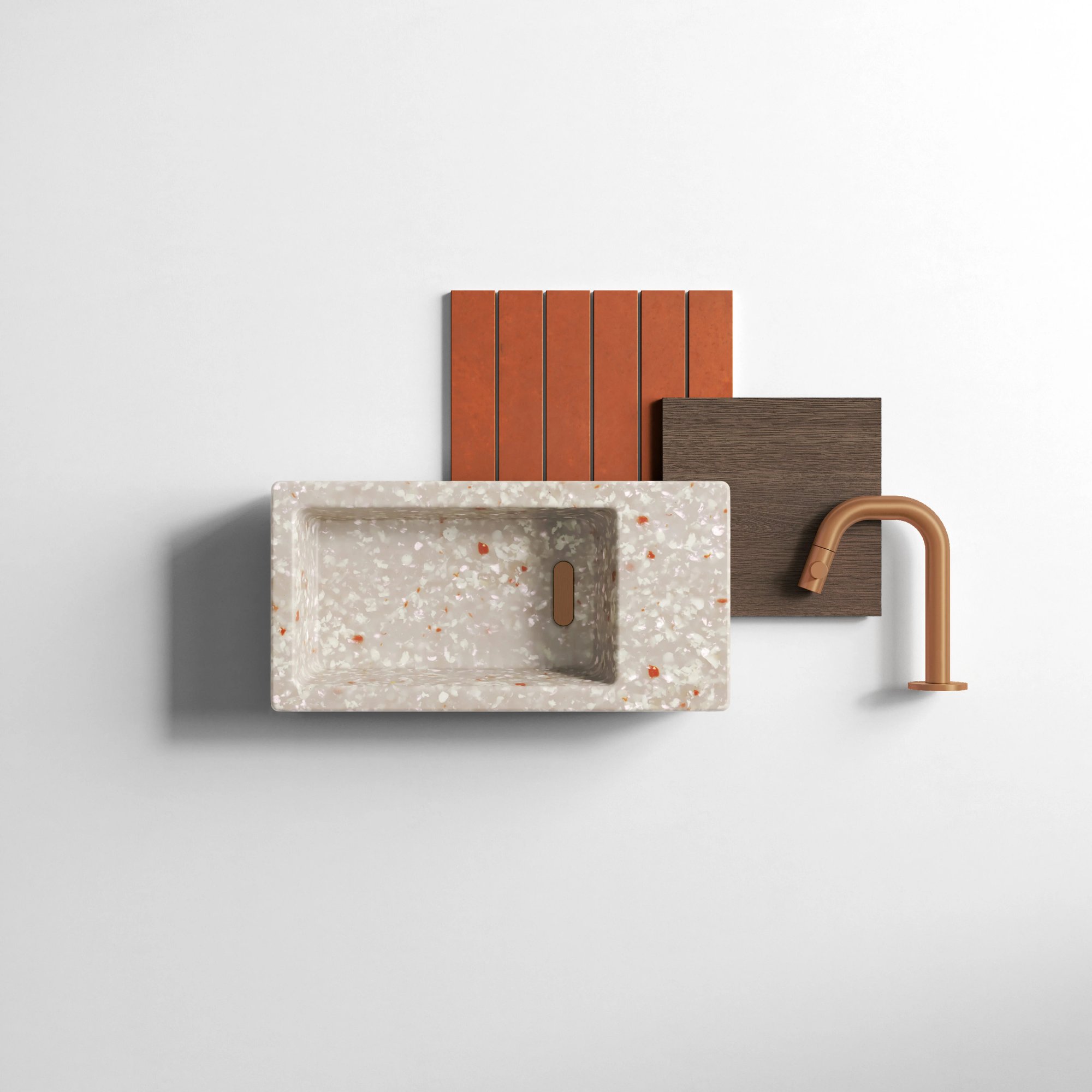 Clou Flush 3 fonteinmeubel 36x18cm ecorazzo - donker eiken rechts - fontein terra - CL/03.81031 - IB/07.16.7036.64.R - Afbeelding 4