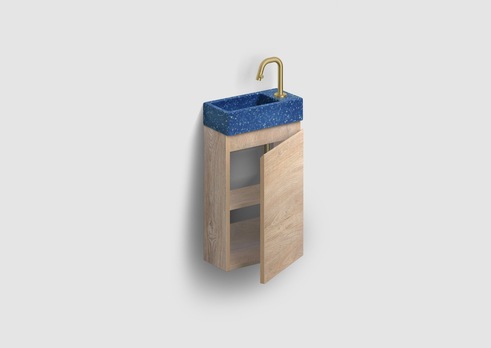 Clou Flush 3 fonteinmeubel 36x18cm ecorazzo - grieks eiken rechts - fontein blauw - CL/03.82031 - IB/07.16.7036.63 - Afbeelding 2