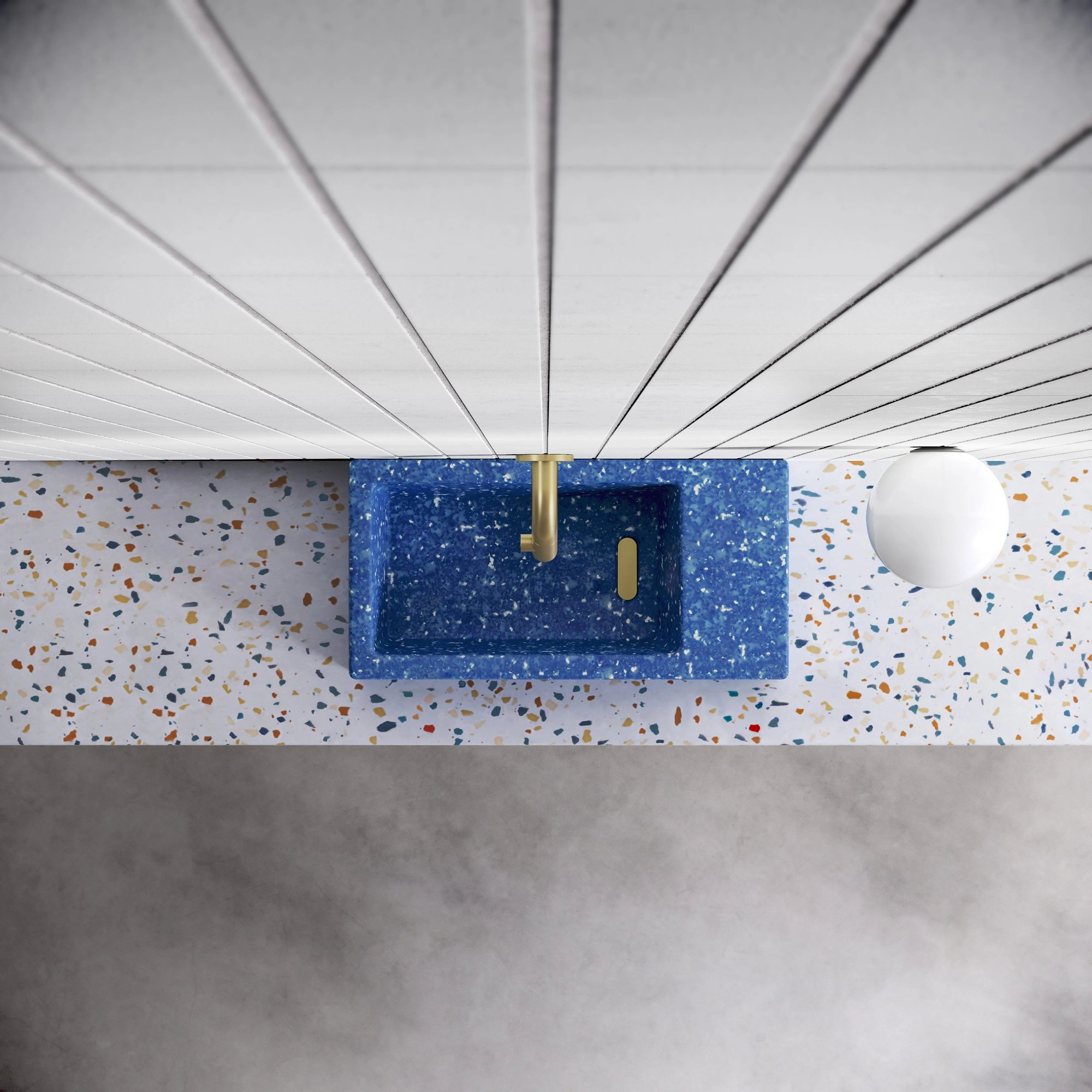 Clou Flush 3 fonteinmeubel 36x18cm ecorazzo - donker eiken links - fontein blauw - CL/03.82031 - IB/07.16.7036.64.L - Afbeelding 4