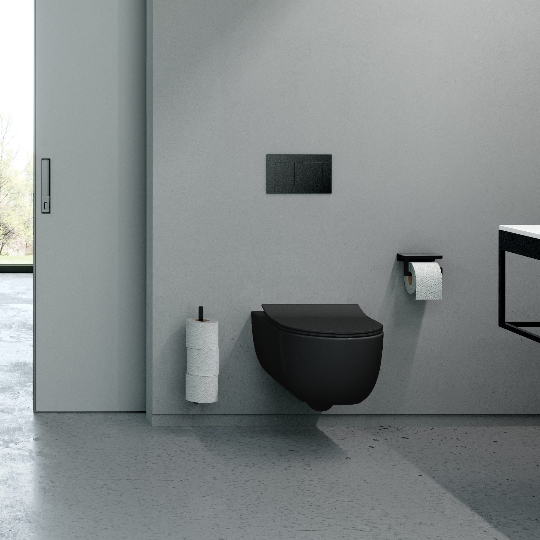 Clou Hammock hangtoilet 56cm Rimless mat zwart met zitting - CL/04.01060.21 - Afbeelding 3