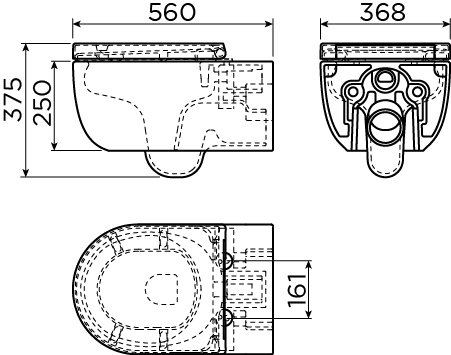 Clou Hammock hangtoilet 56cm Rimless glans wit met zitting - CL/04.01060 - Afbeelding 2
